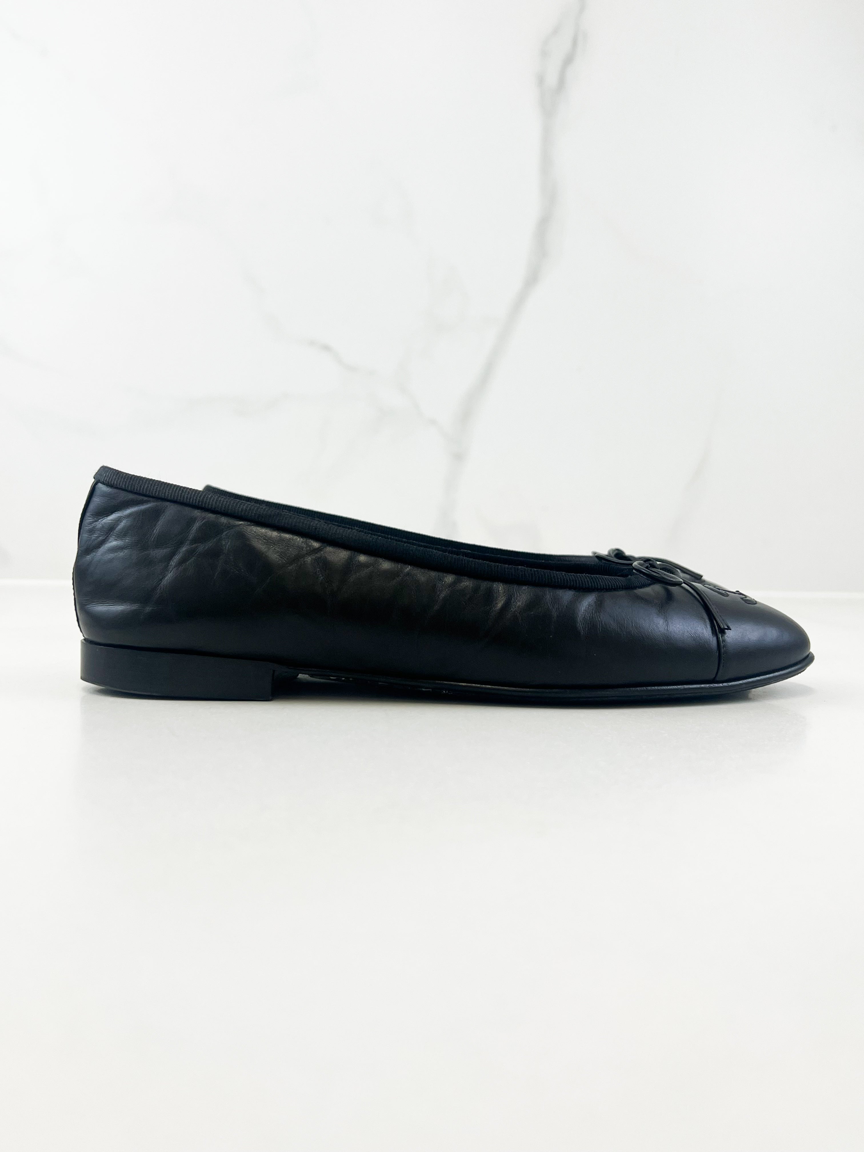 Chanel Black Ballet Flat Size 39.5C