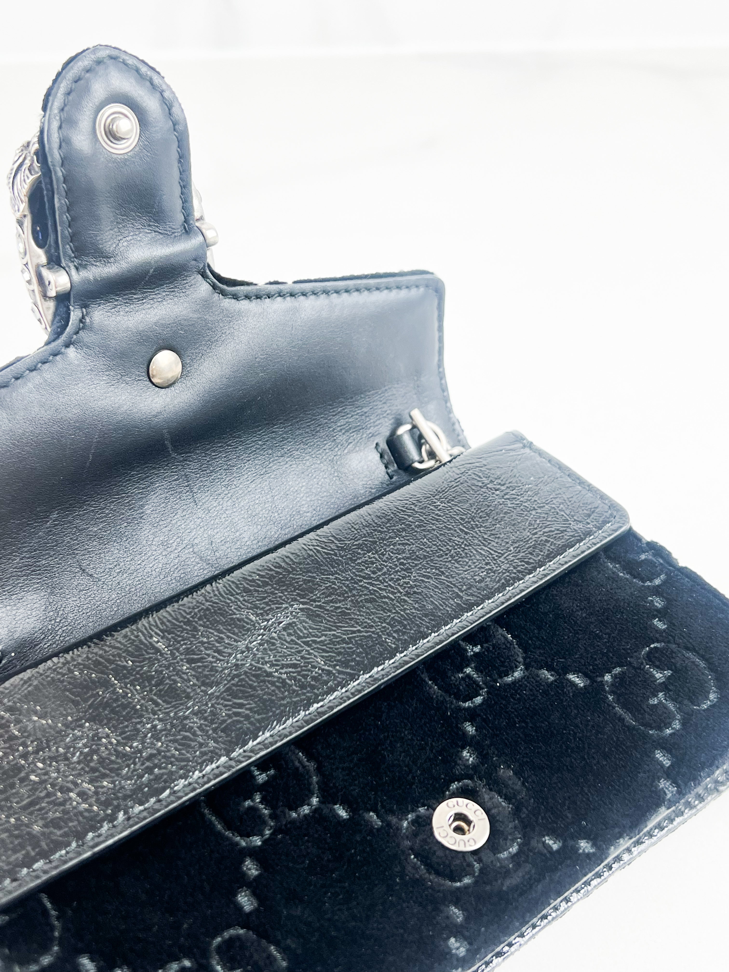 Gucci GG Logo Super Mini Velvet Dionysus