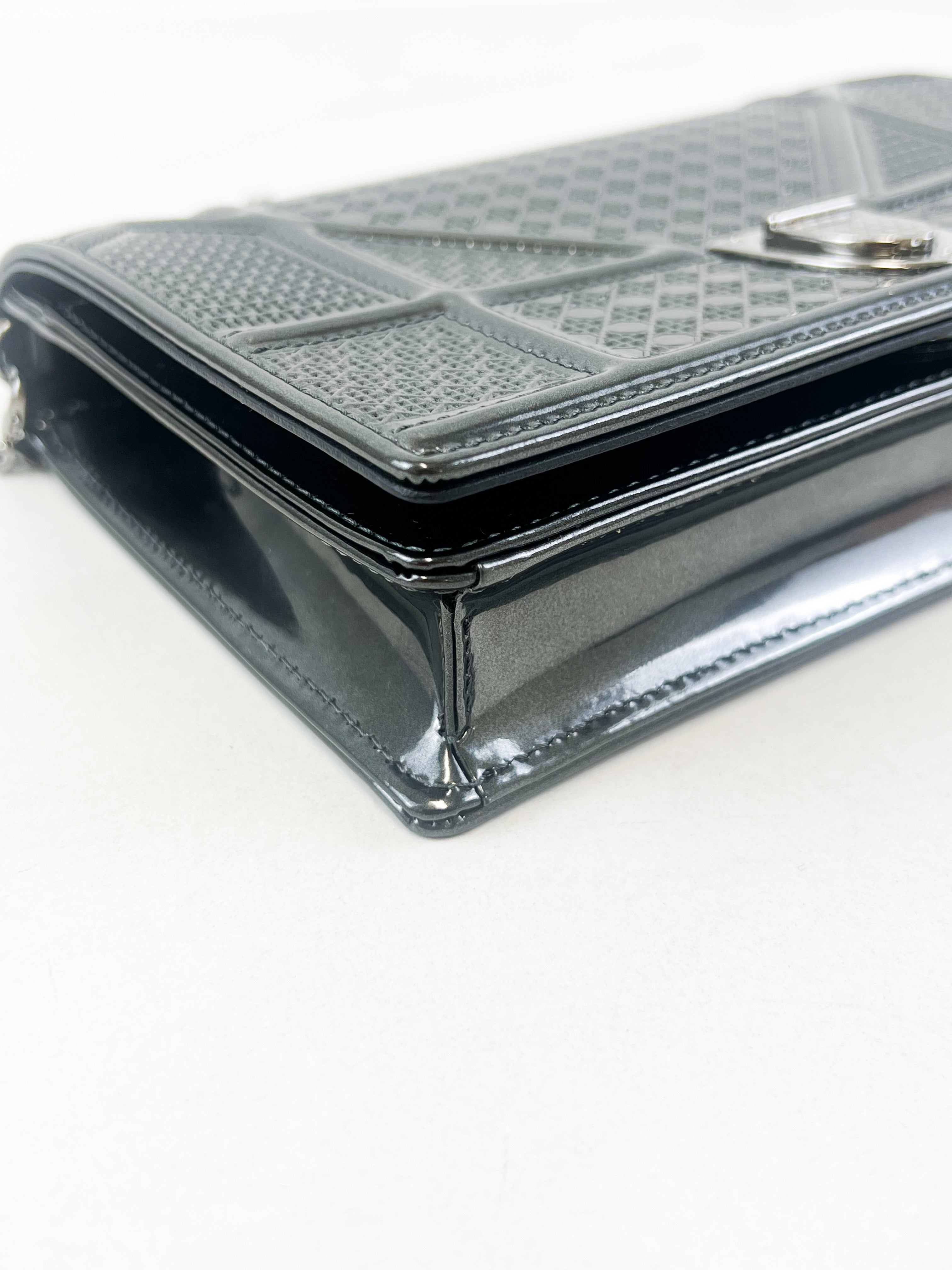 Christian Dior Patent Grey Diorama WOC