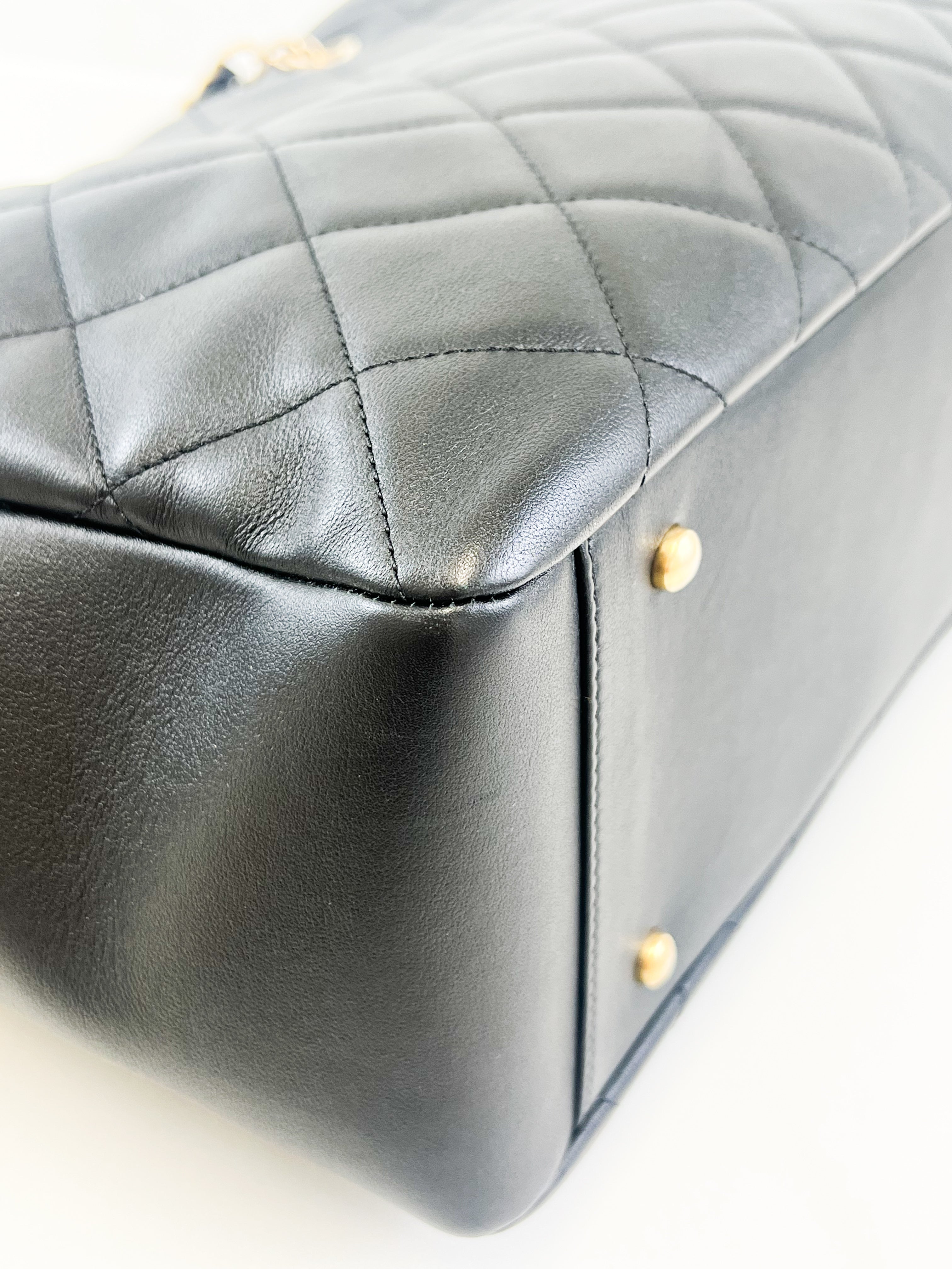 Chanel CC Black Calfskin Shopping Tote GHW