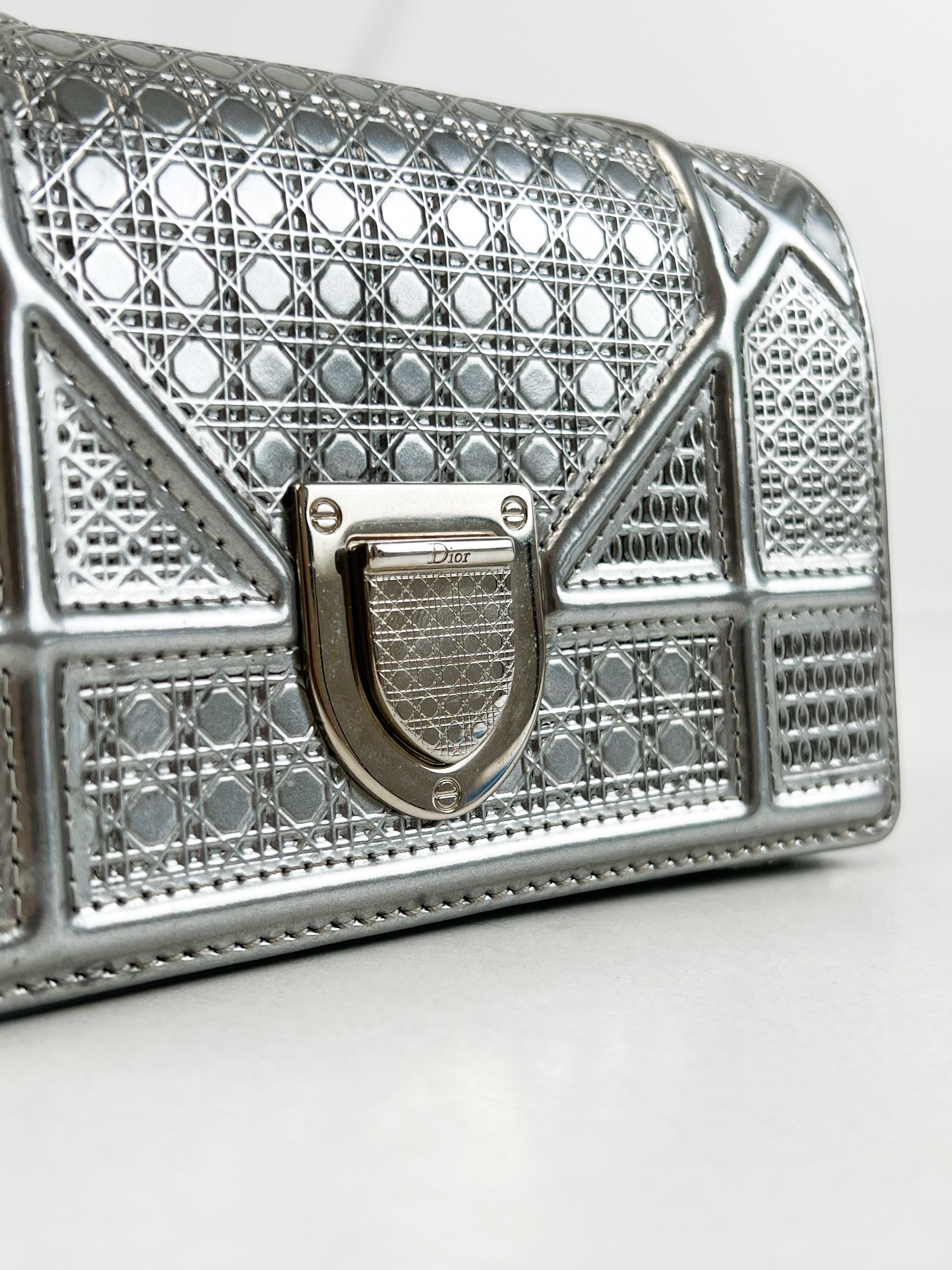 Christian Dior Silver Diorama Micro WOC