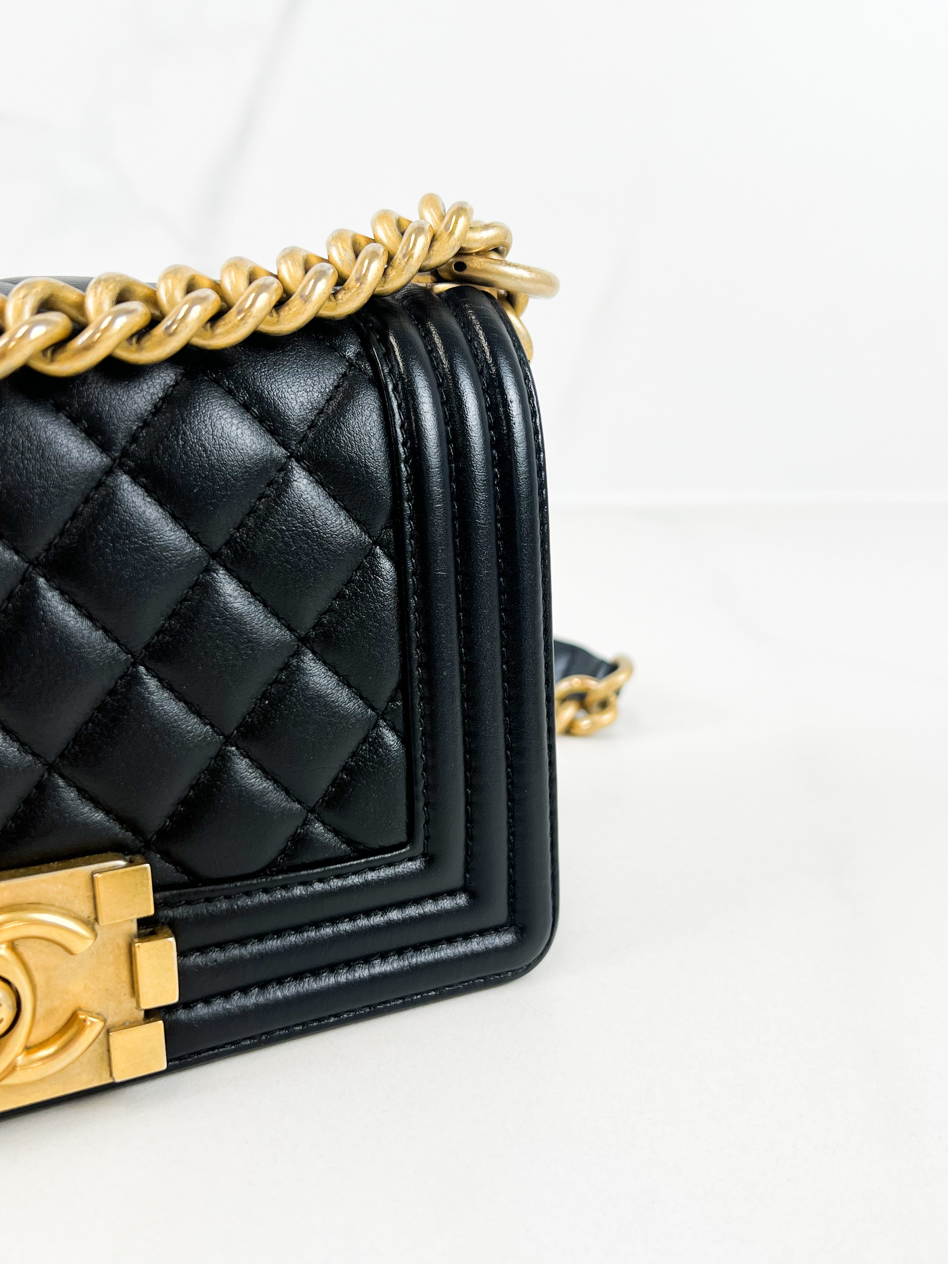 Chanel Small Quilted Calfskin Boy Bag with Gold Hardware