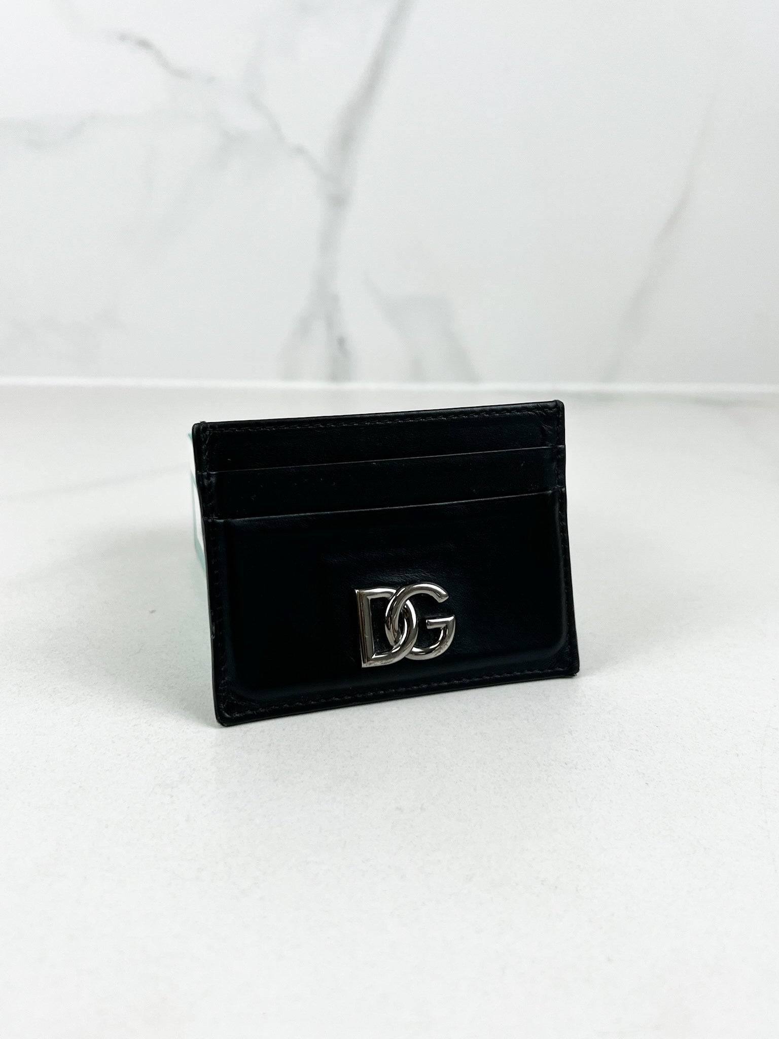 Dolce & Gabbana Black Leather Mens Cardholder with SHW