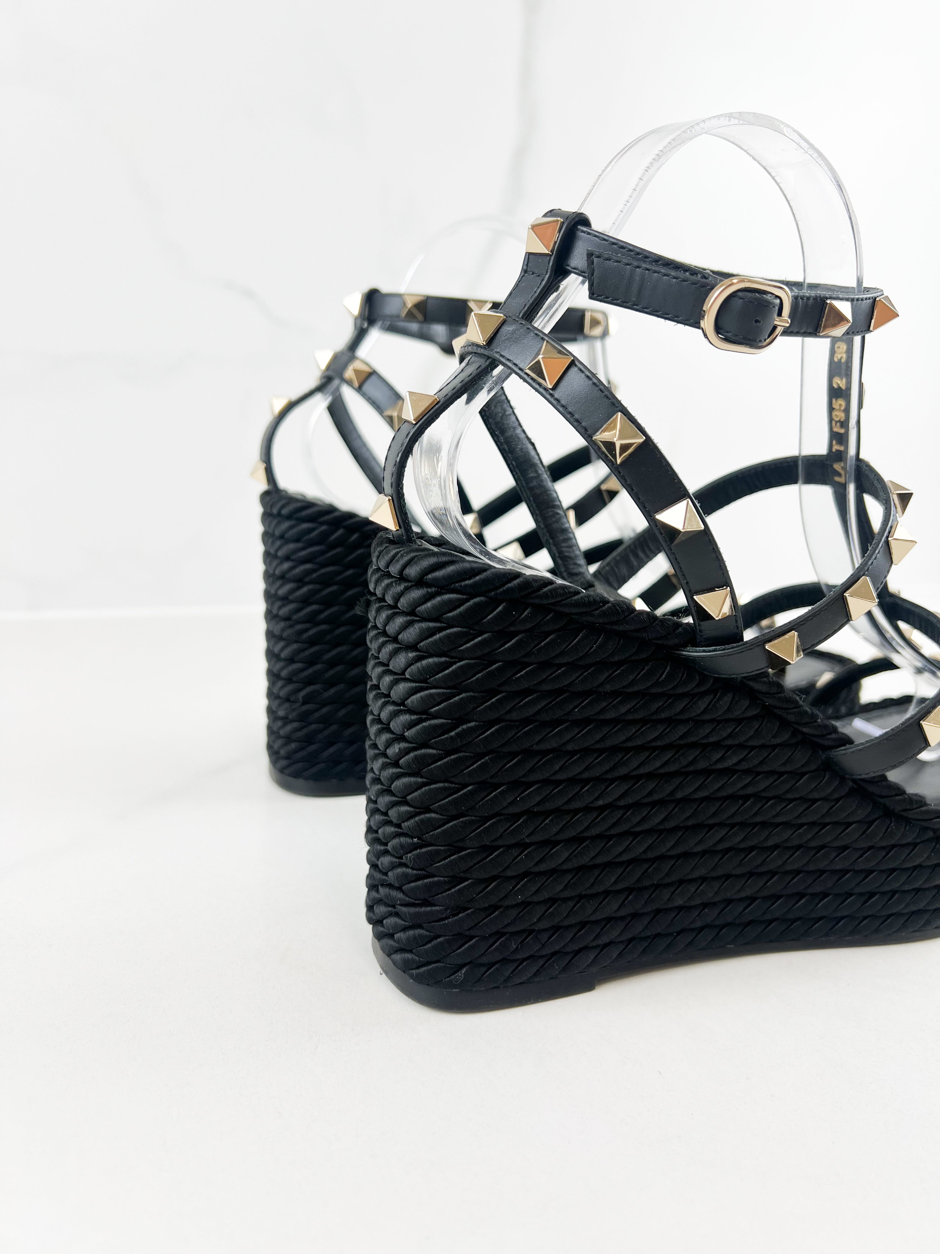 Valentino Rockstud Torchon Caged Wedge Sandal Size 39