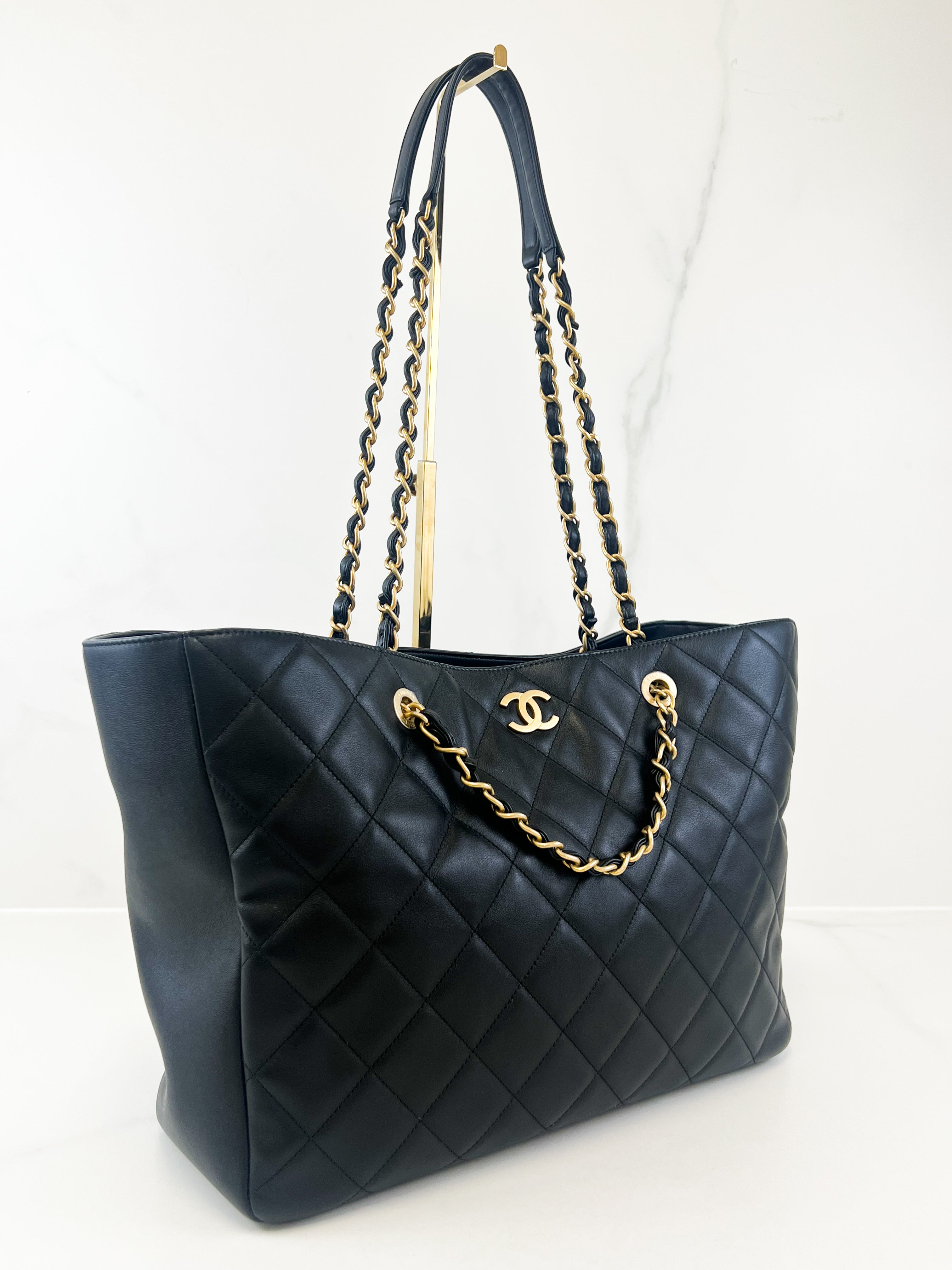 Chanel CC Black Calfskin Shopping Tote GHW