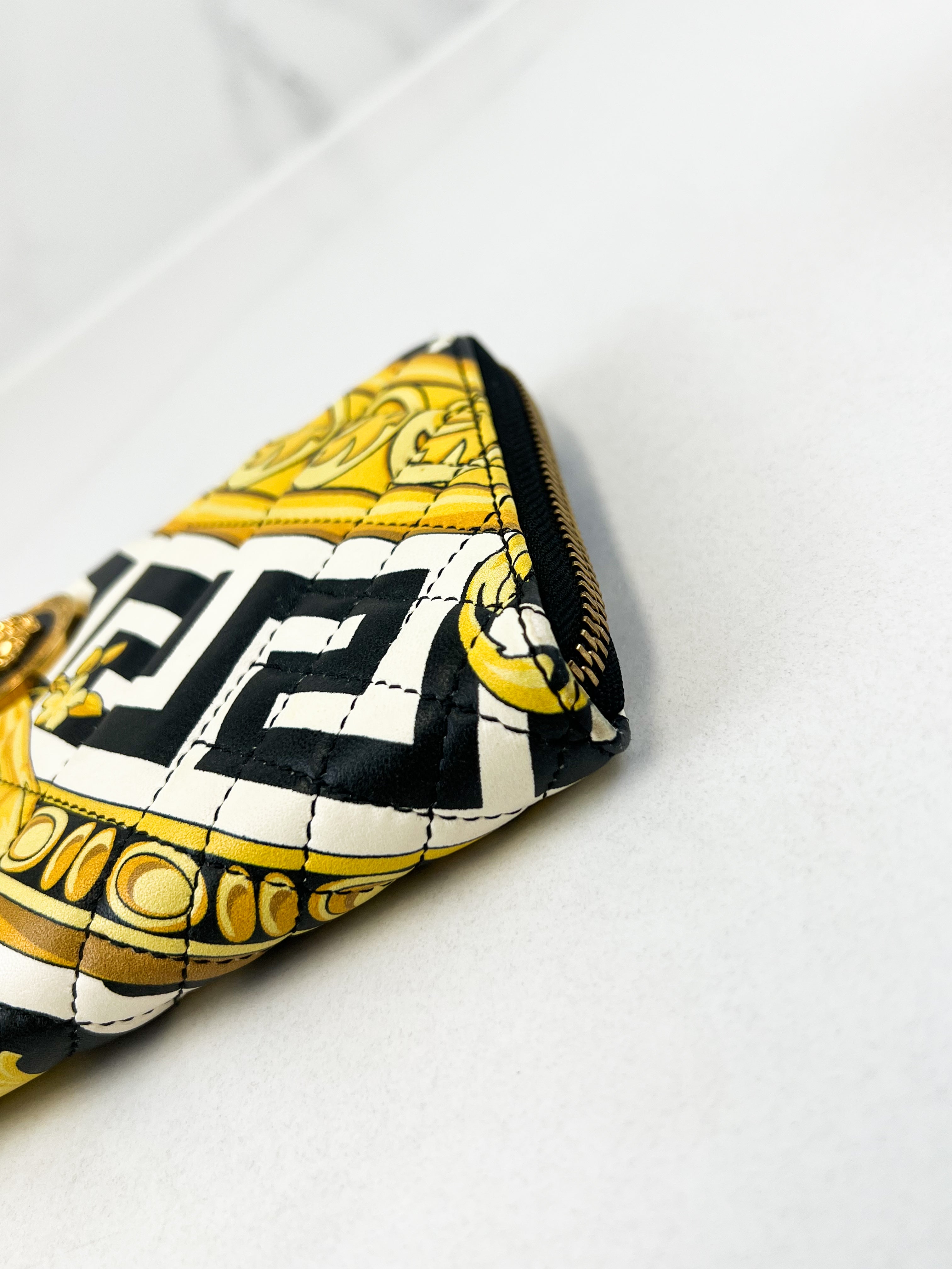 Black & Yellow Leather Tribute Zip Wallet