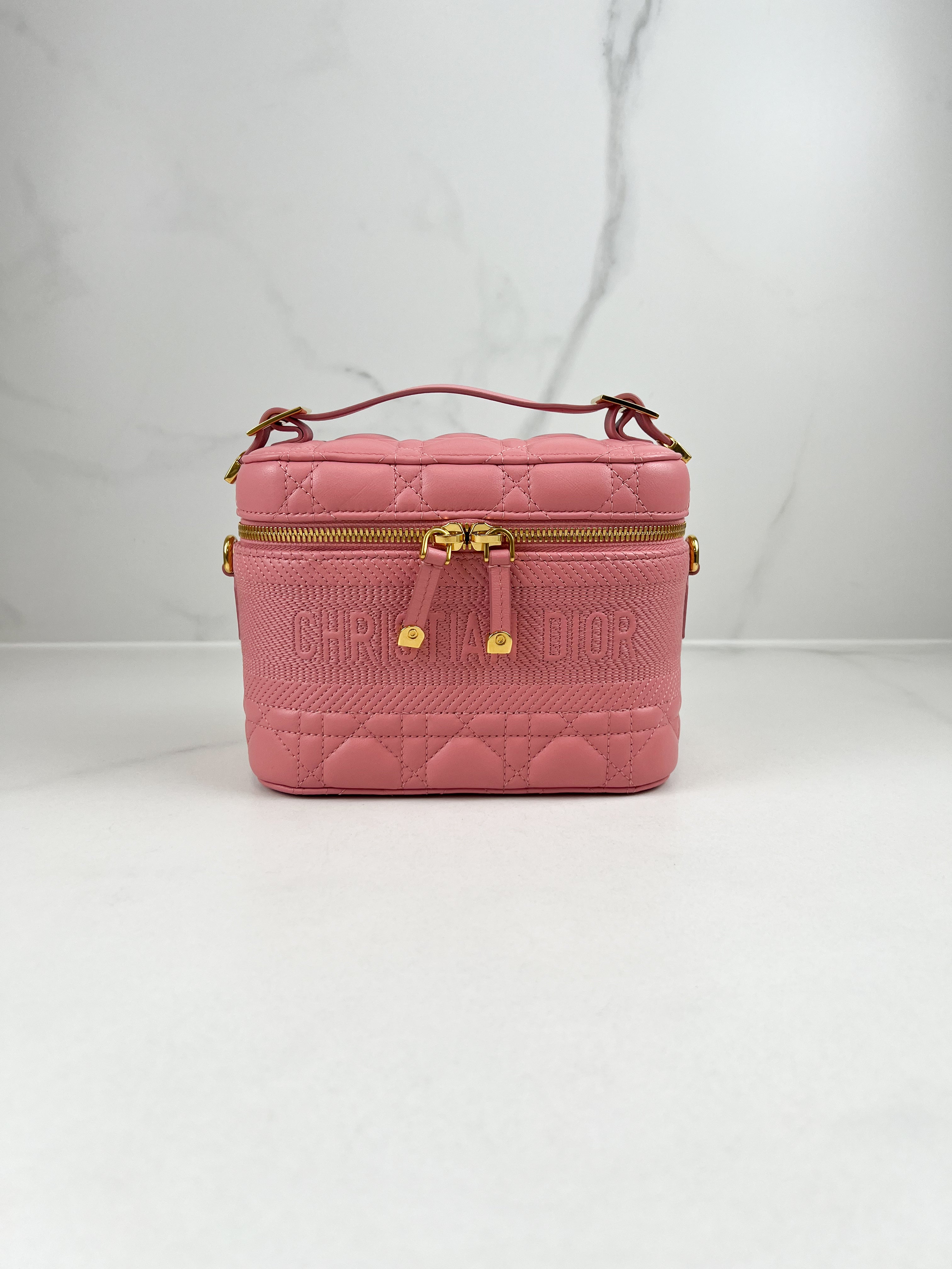Christian Dior Travel Vanity Case in Pink Cannage Lambskin