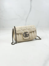 Gucci White GG Marmont Matelasse Super Mini Bag