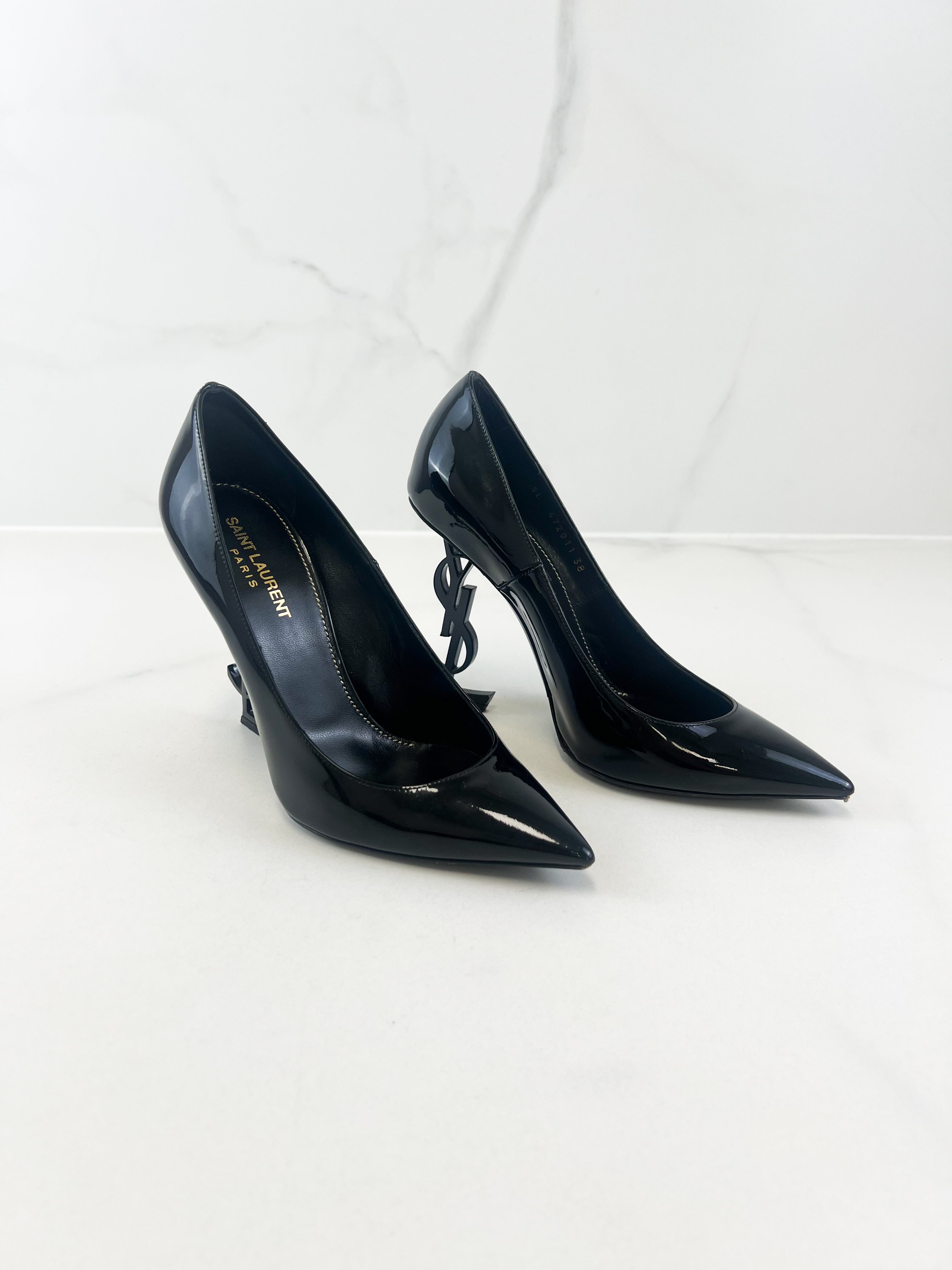 Saint Laurent Opyum Black Leather Pumps BHW Size 38