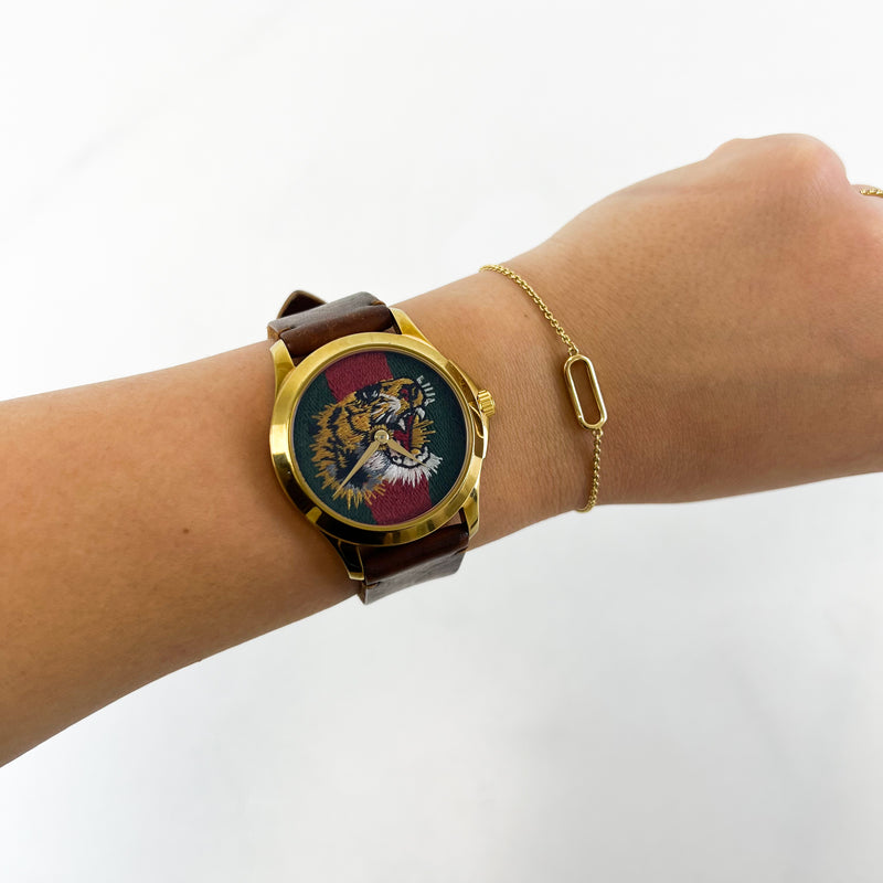 Gucci watch leather band clearance