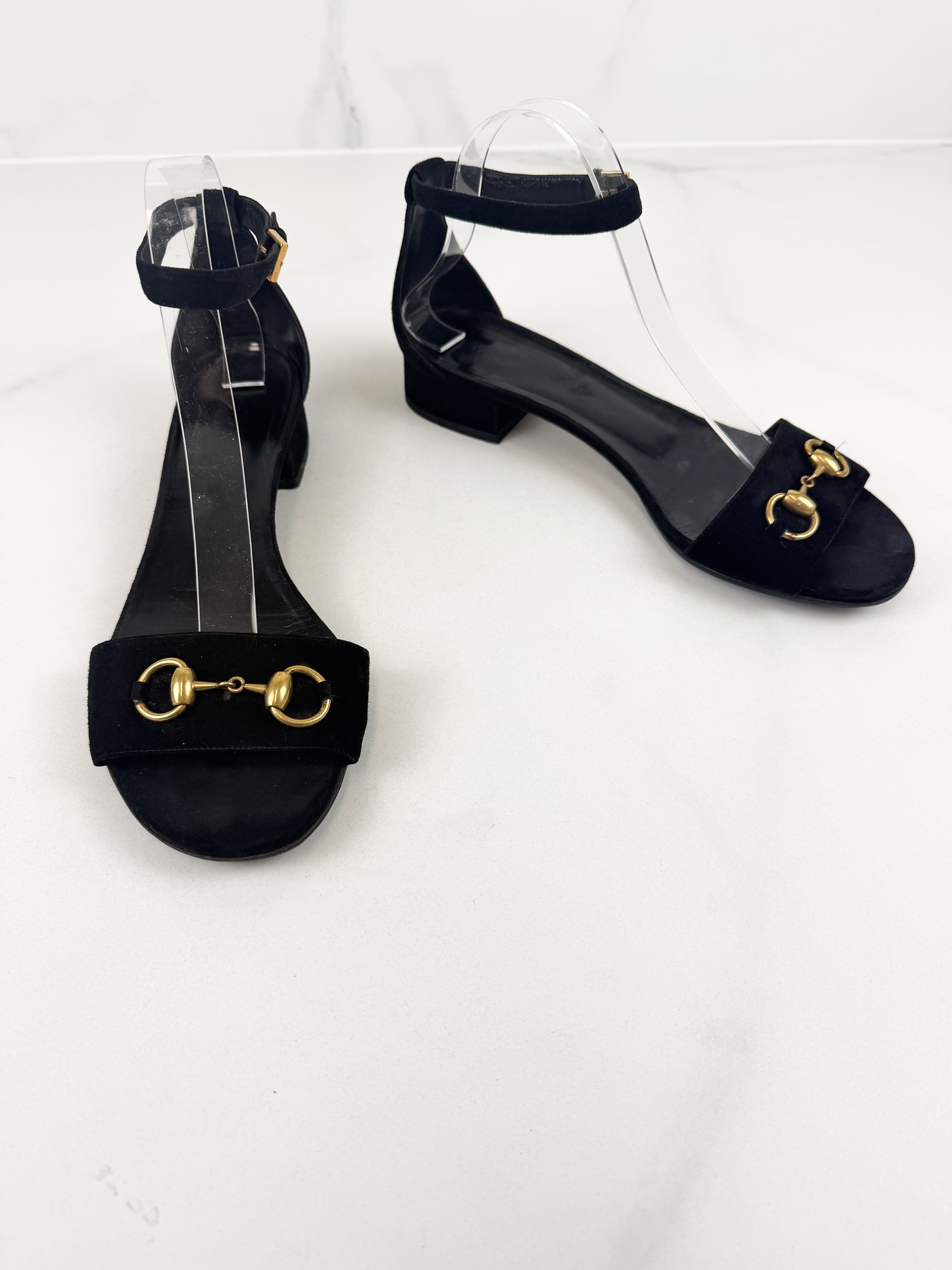 Gucci Horsebit Leather Heel Sandal Size 40.5