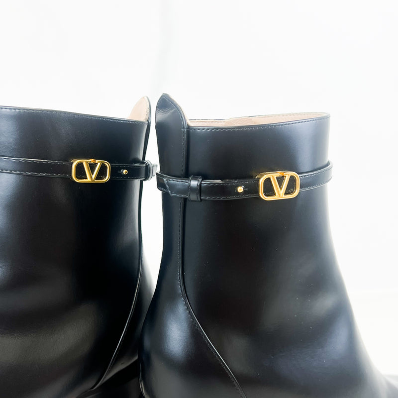 Valentino Black Tan-Go Patent Leather Boots Size 36.5