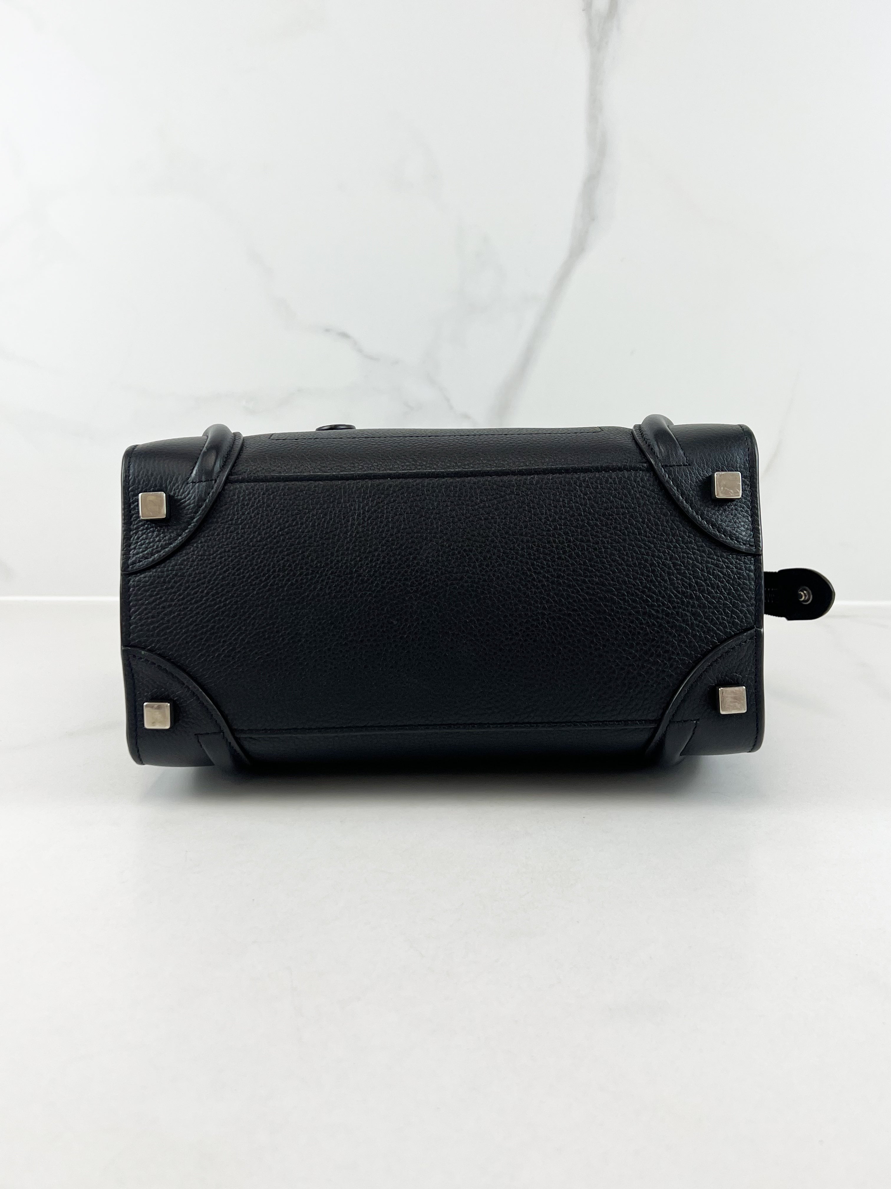 Celine Micro Luggage Drummed Calfskin Tote