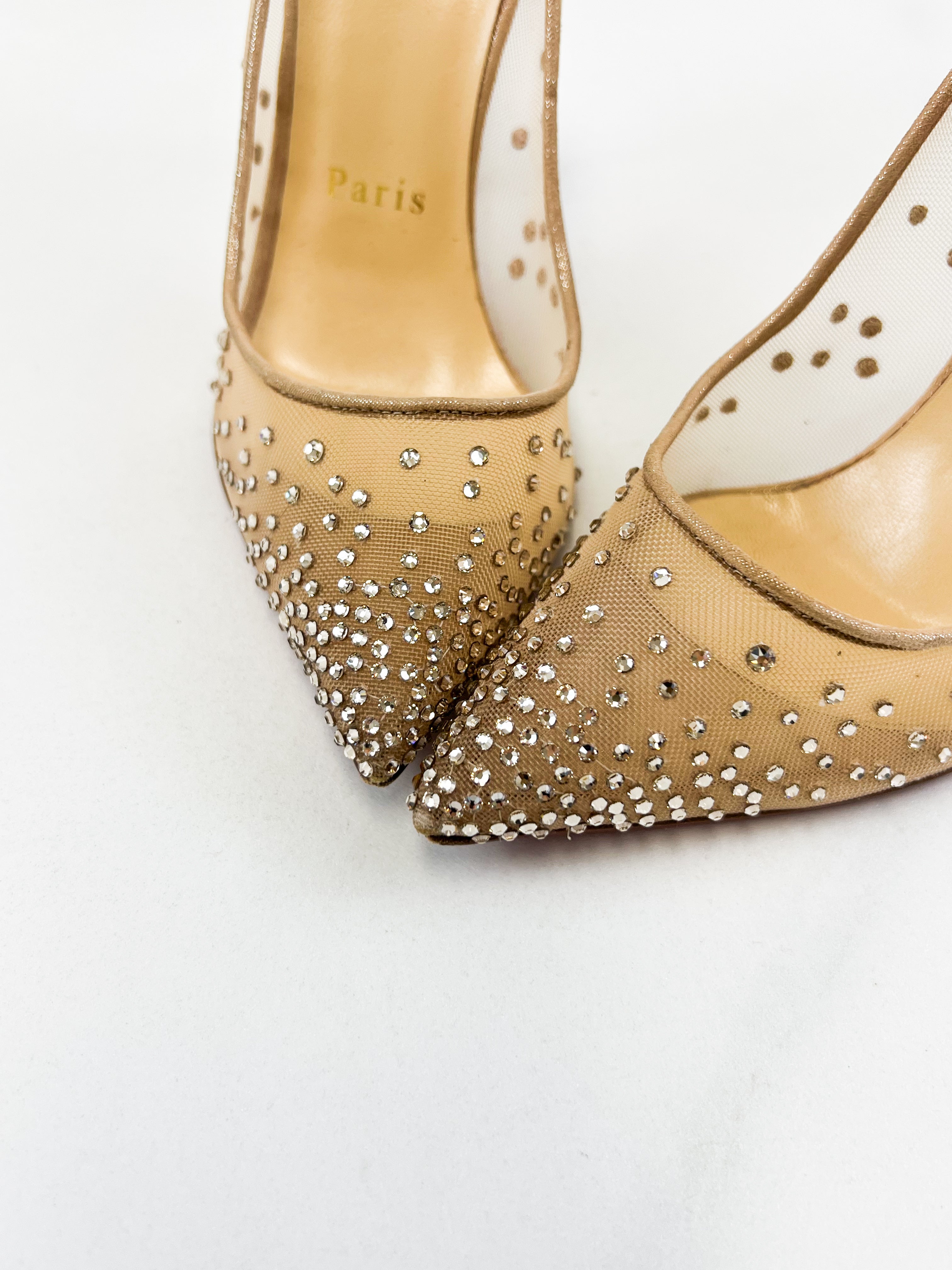 Christian Louboutin Follies Strass 100mm Size 35