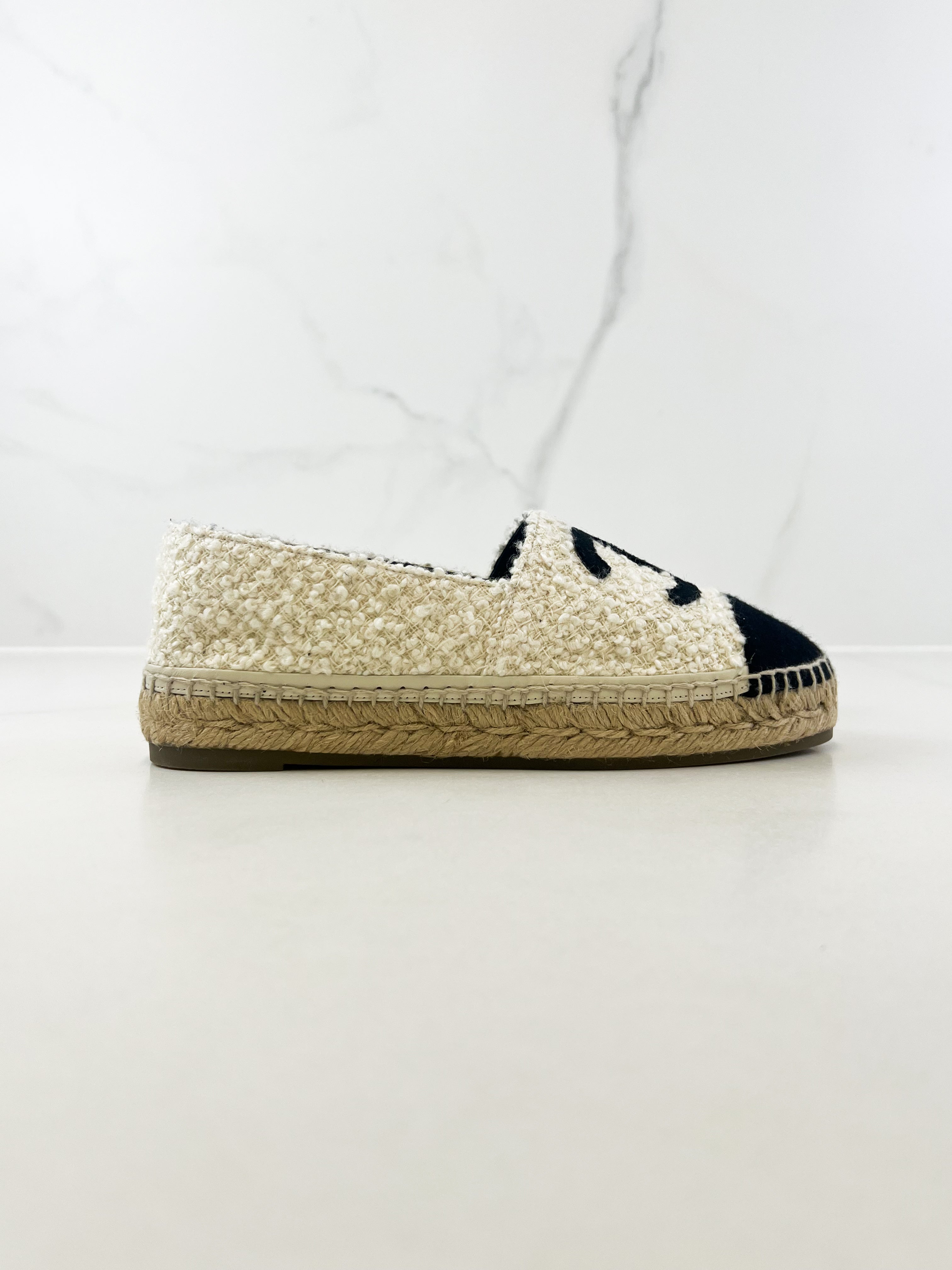 Chanel CC Tweed Espadrille Size 38