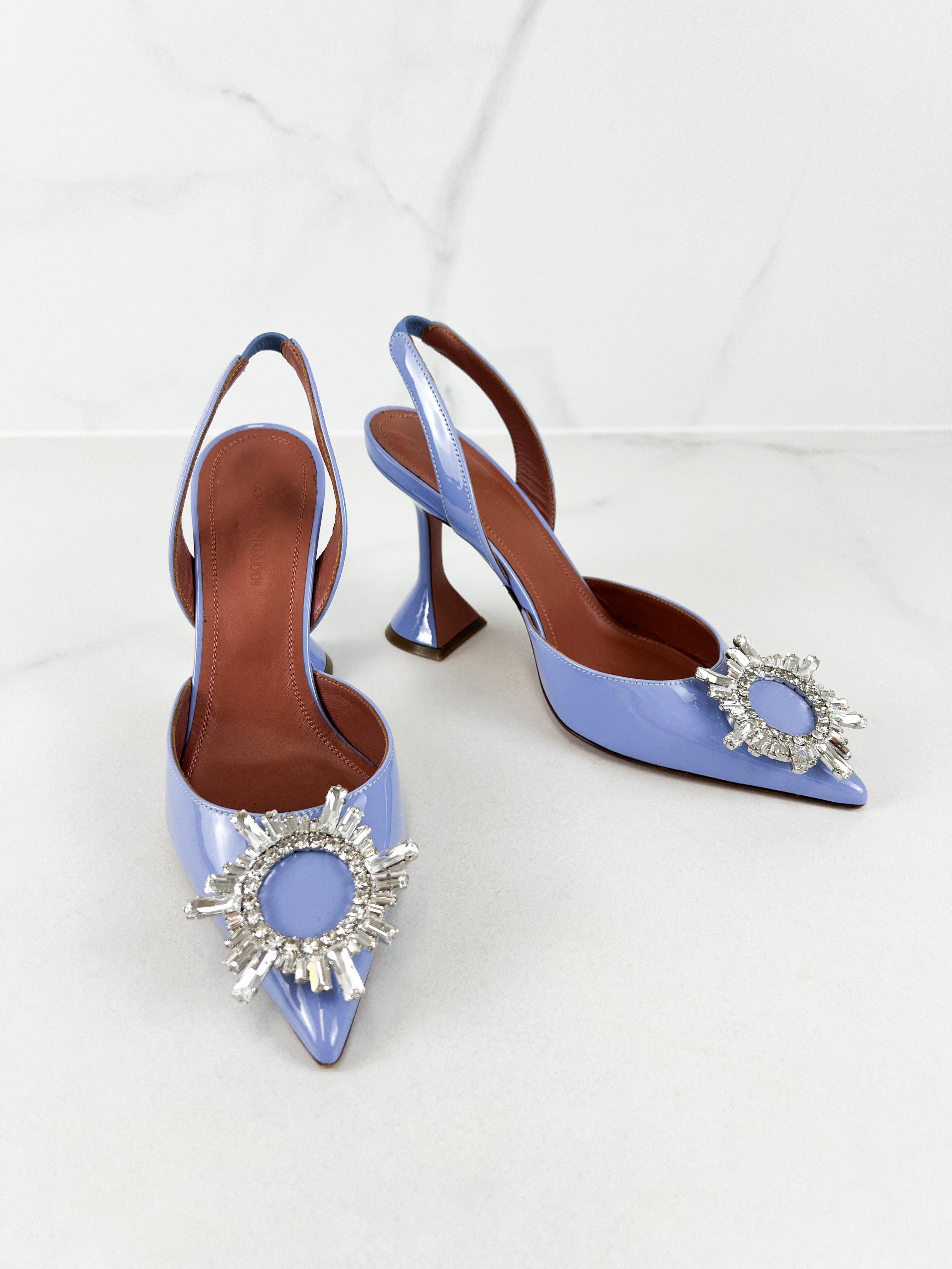 Amina Muaddi Begum Lavender 95 Slingback Size 36