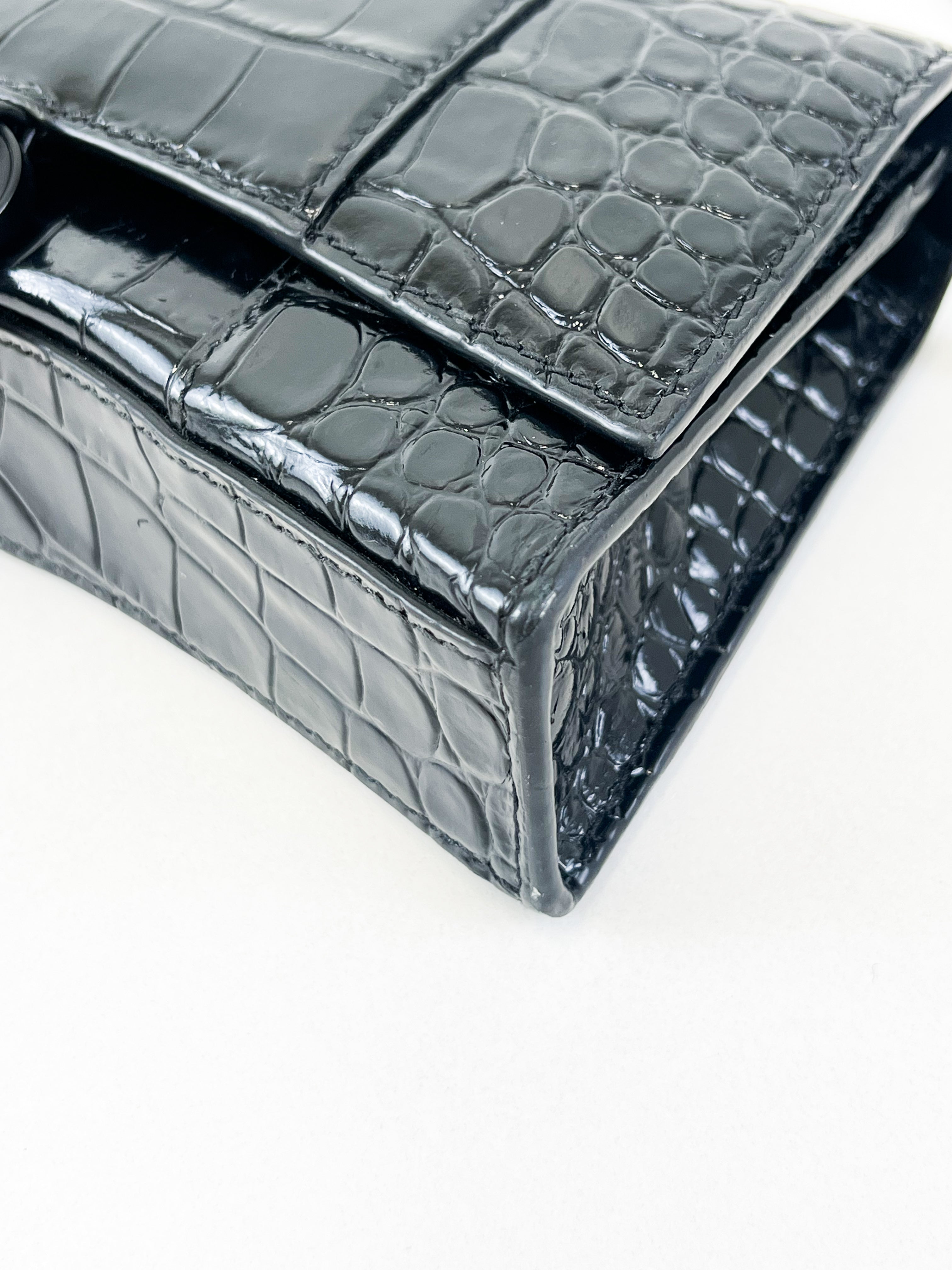 Balenciaga Black Croc Hourglass