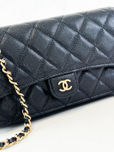 Chanel CC Caviar Black Classic Phone Holder WOC
