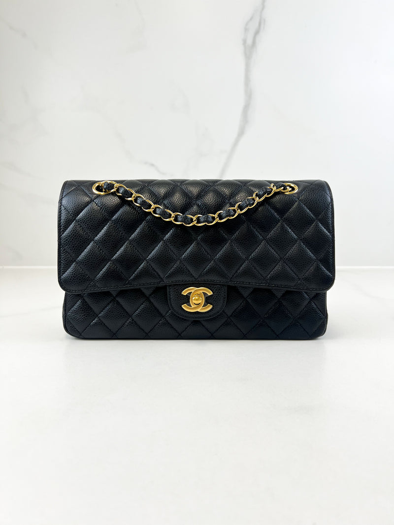 Chanel CC Medium Caviar Black Classic Double Flap Shoulder Bag