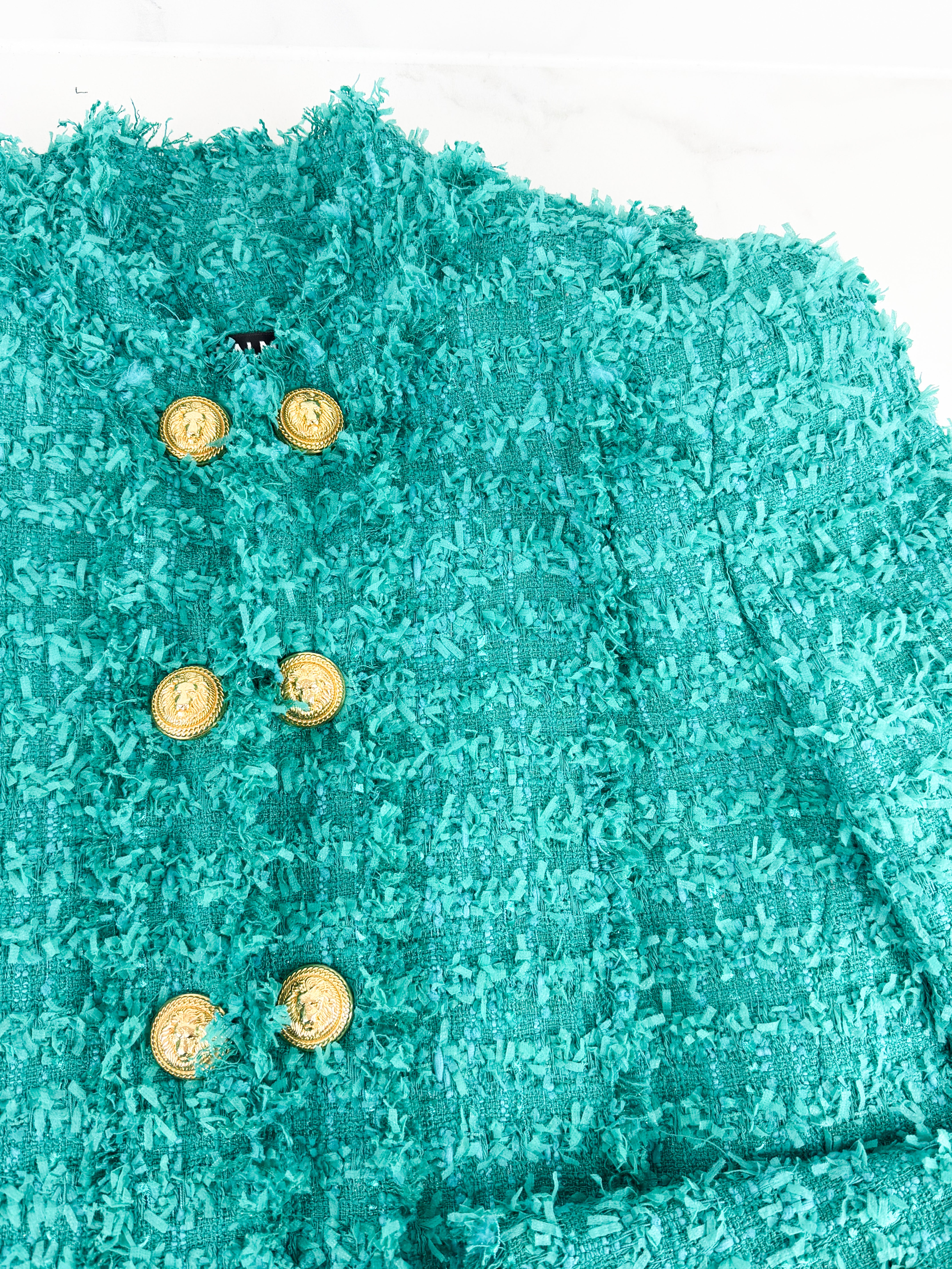 Balmain Teal Button Embellished Set Size 42