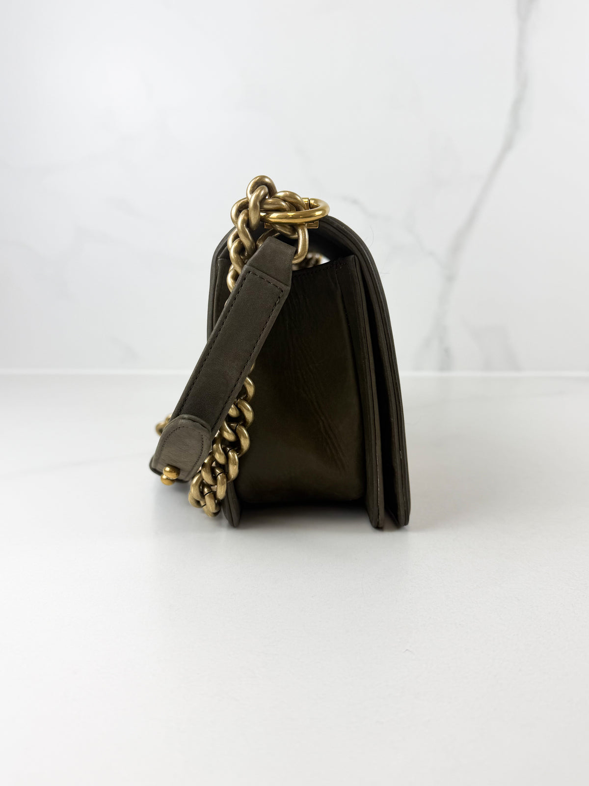 Chanel Khaki Fantasy Tweed Medium Boy Bag