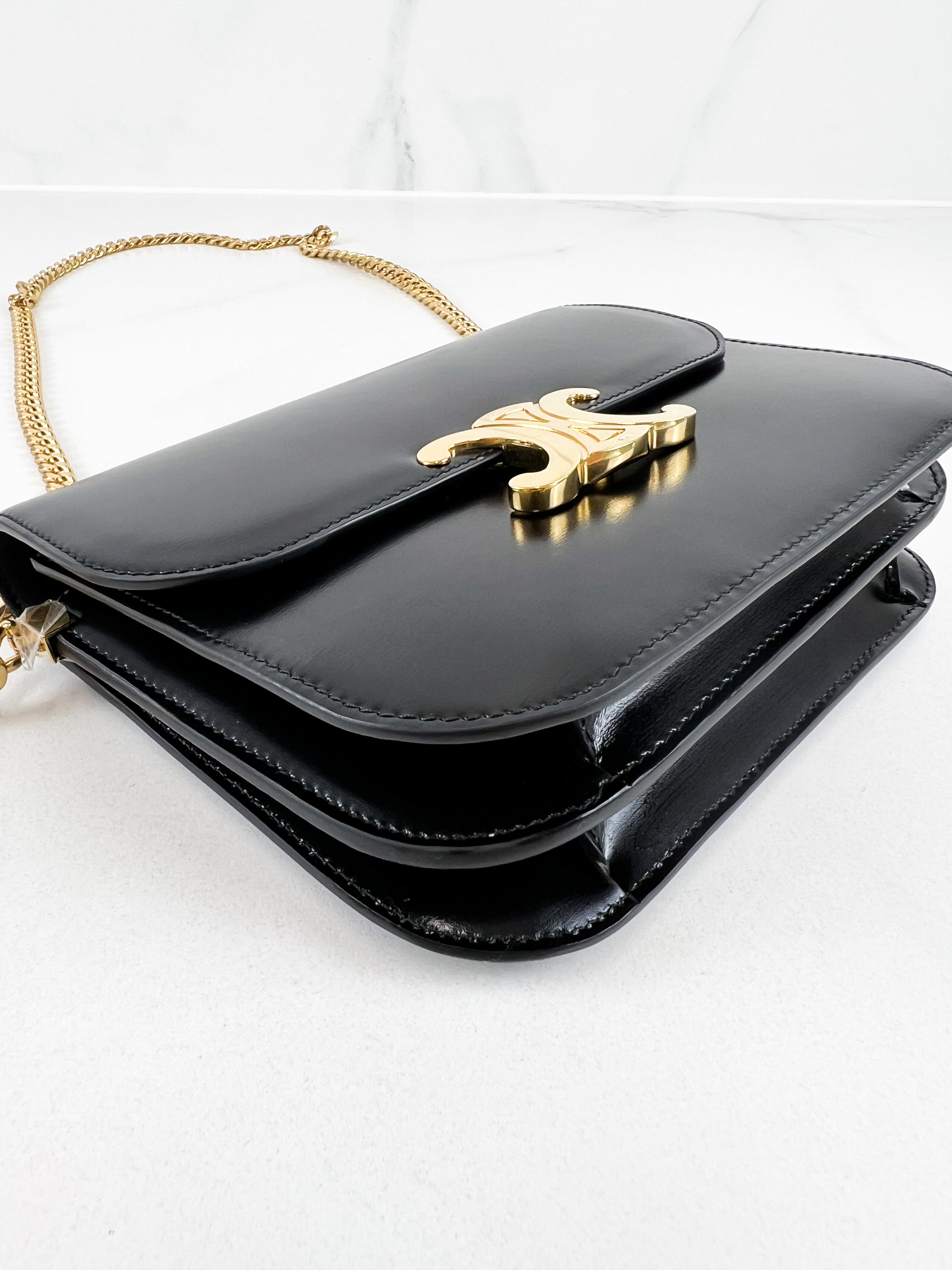 Celine Chain Claude Bag in Black Calfskin
