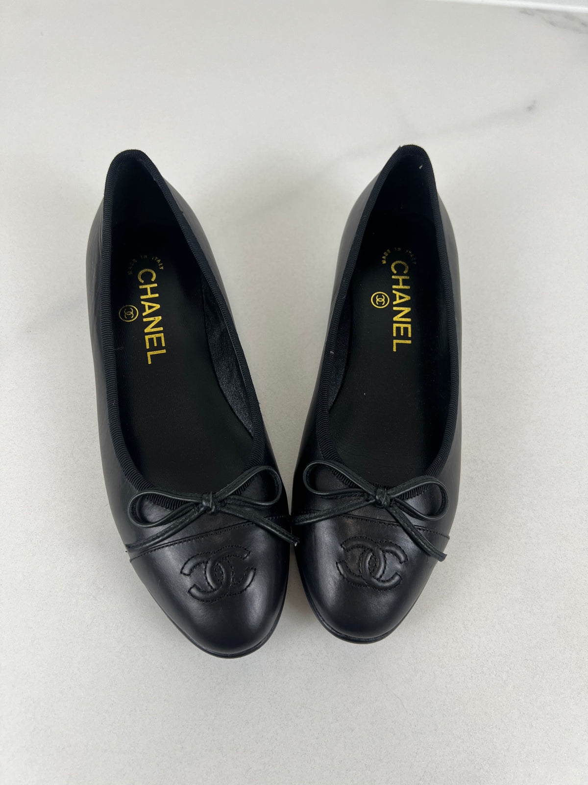 Chanel Black Leather Ballet Flat Size 36