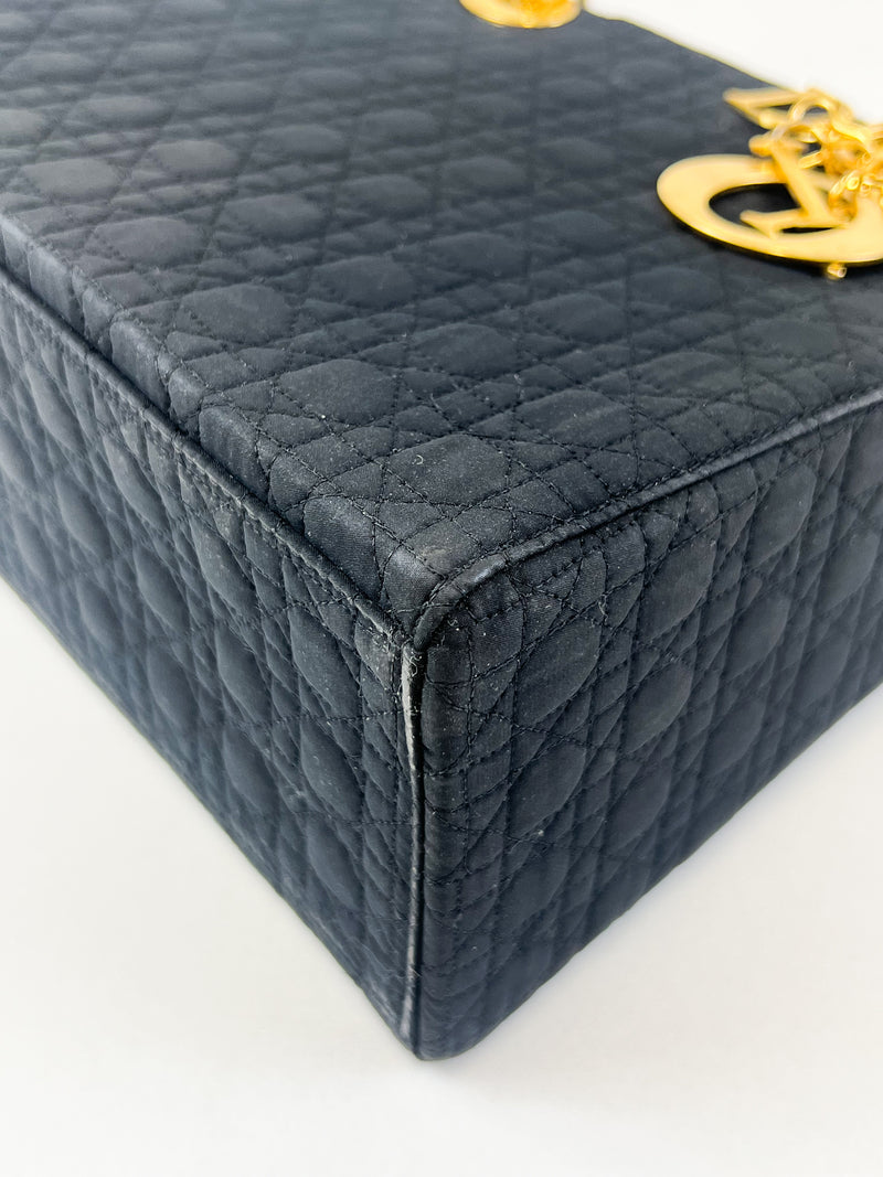 Christian Dior Vintage Black Lady Dior with Gold Hardware