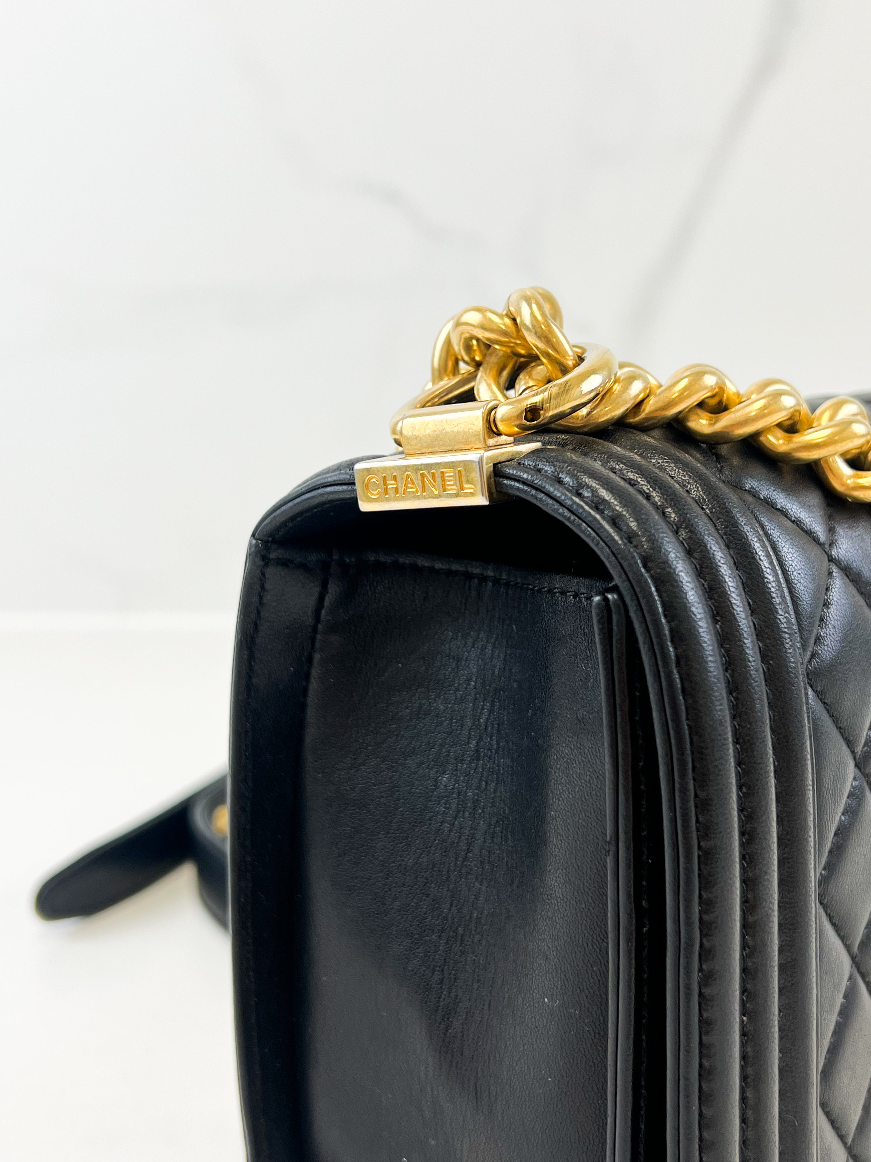 Chanel Black Old Medium Lambskin Boy Bag GHW