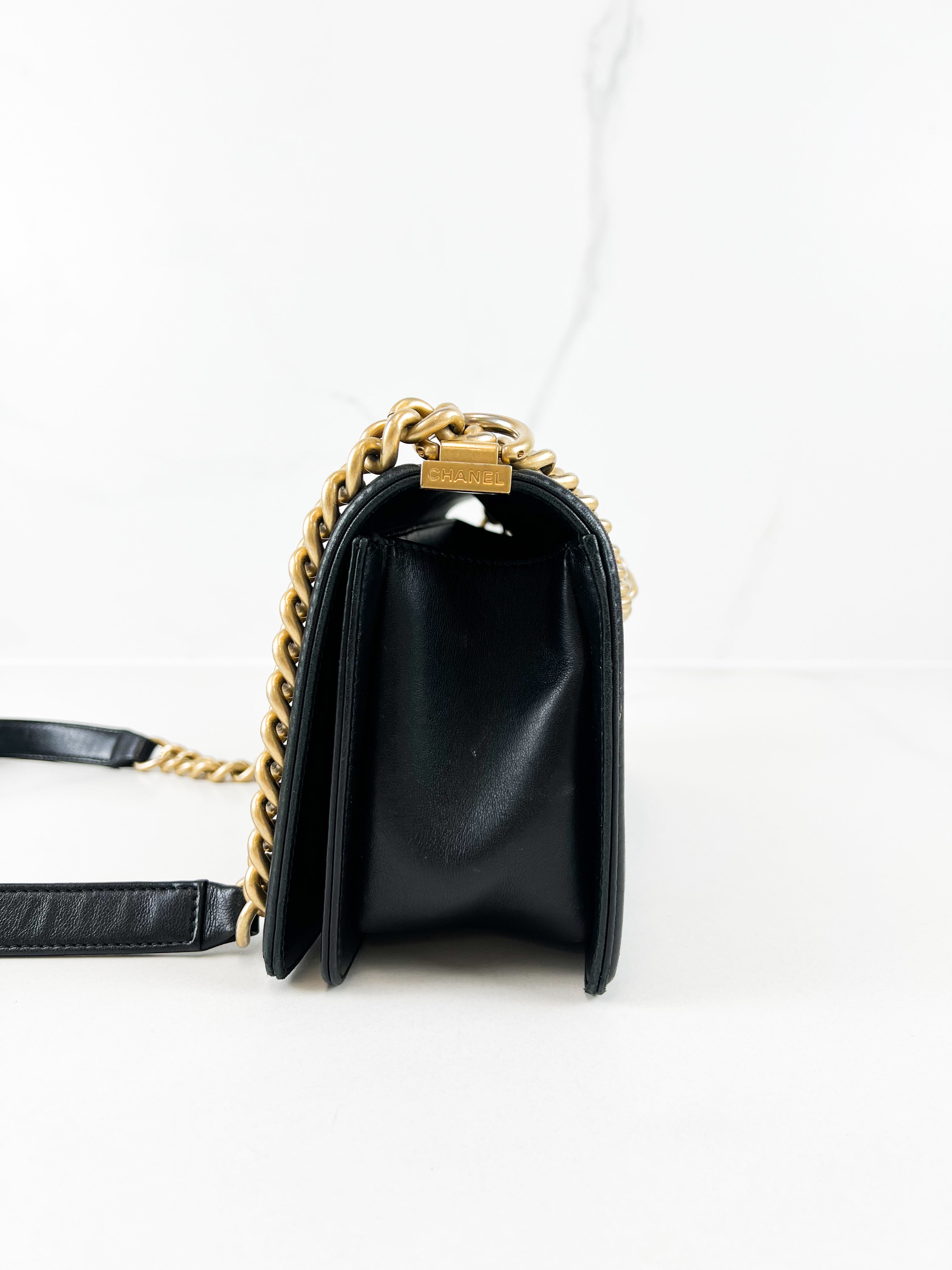 Chanel Old Medium Chevron Boy Bag with GHW