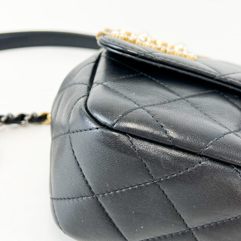 Chanel Black Coco Clips Rectangle Flap Lambskin