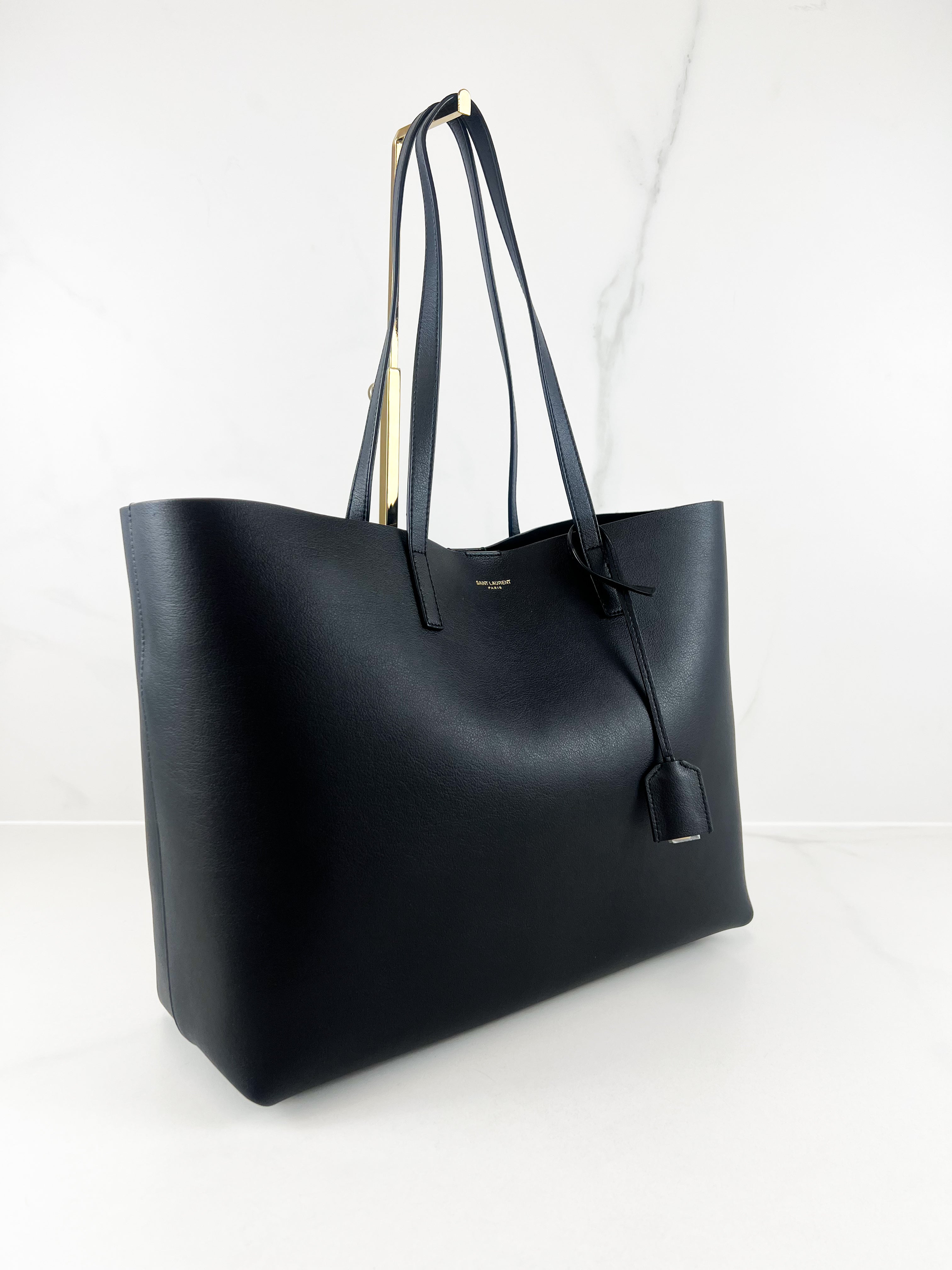 Saint Laurent E/W Shopper Tote in Black Supple Leather