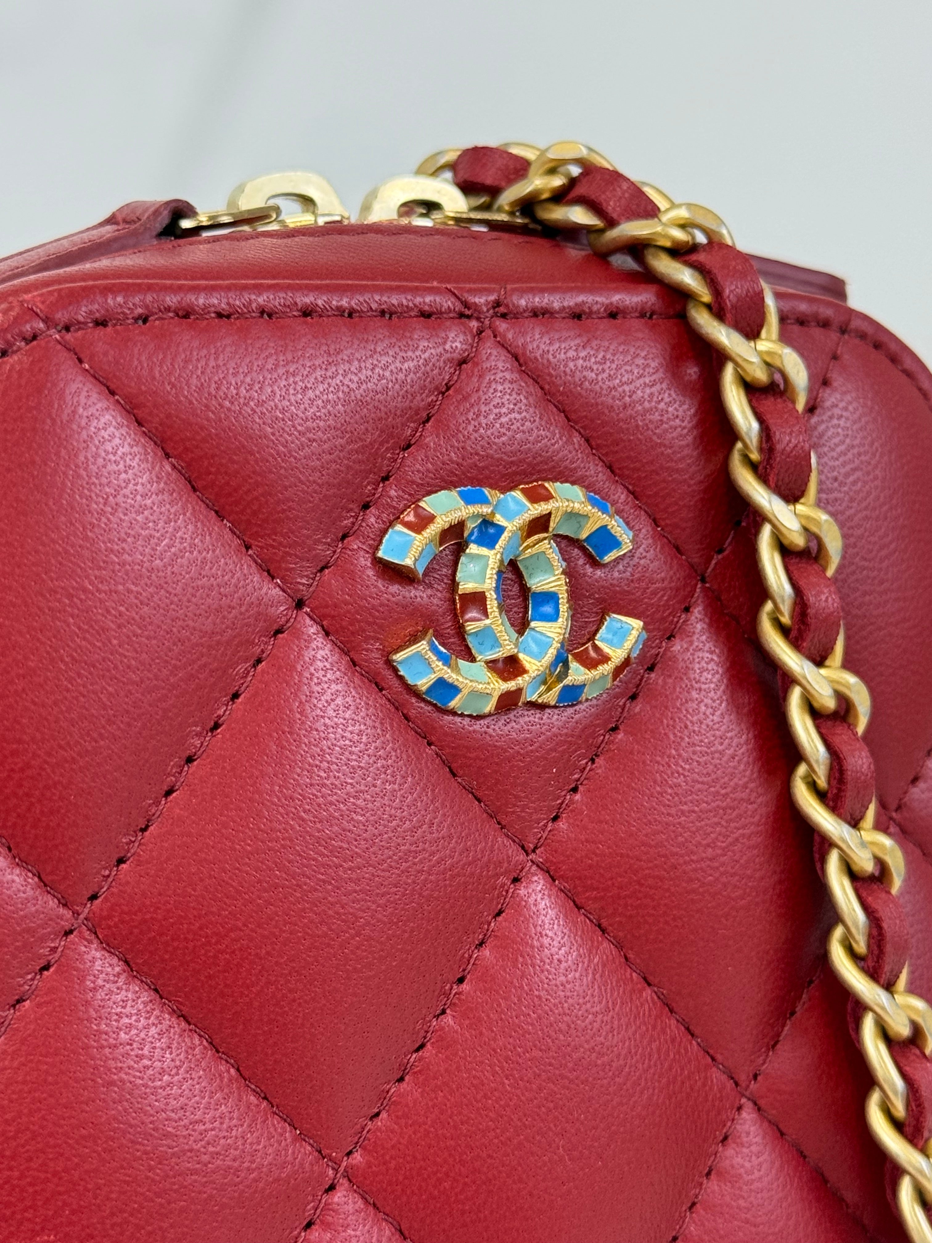 Chanel Lambskin Matelasse Chain Crossbody Phone Holder