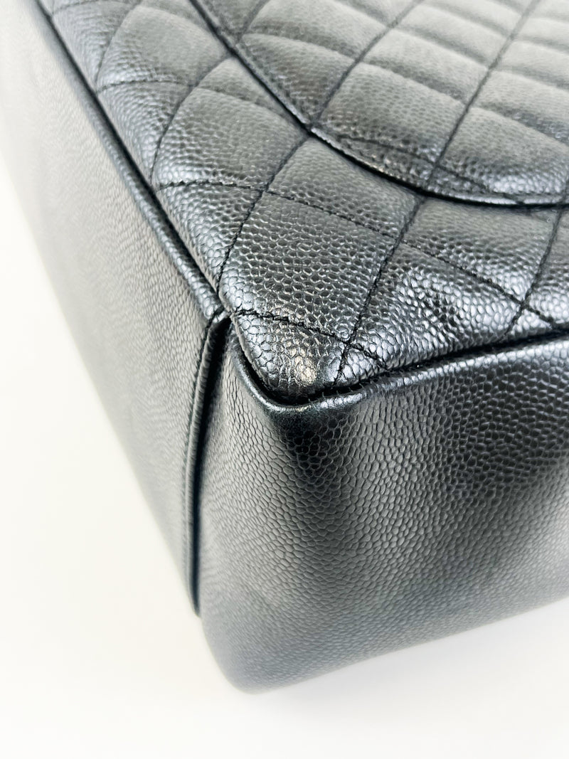 Chanel Black Caviar CC Logo Embossed GST Tote