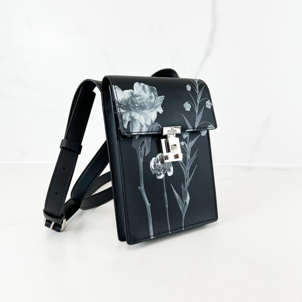 Valentino Garavani Black Flowercity Leather Crossbody