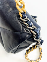 Chanel Navy Small Lambskin 19 with Gold & Silver Tone Hardware