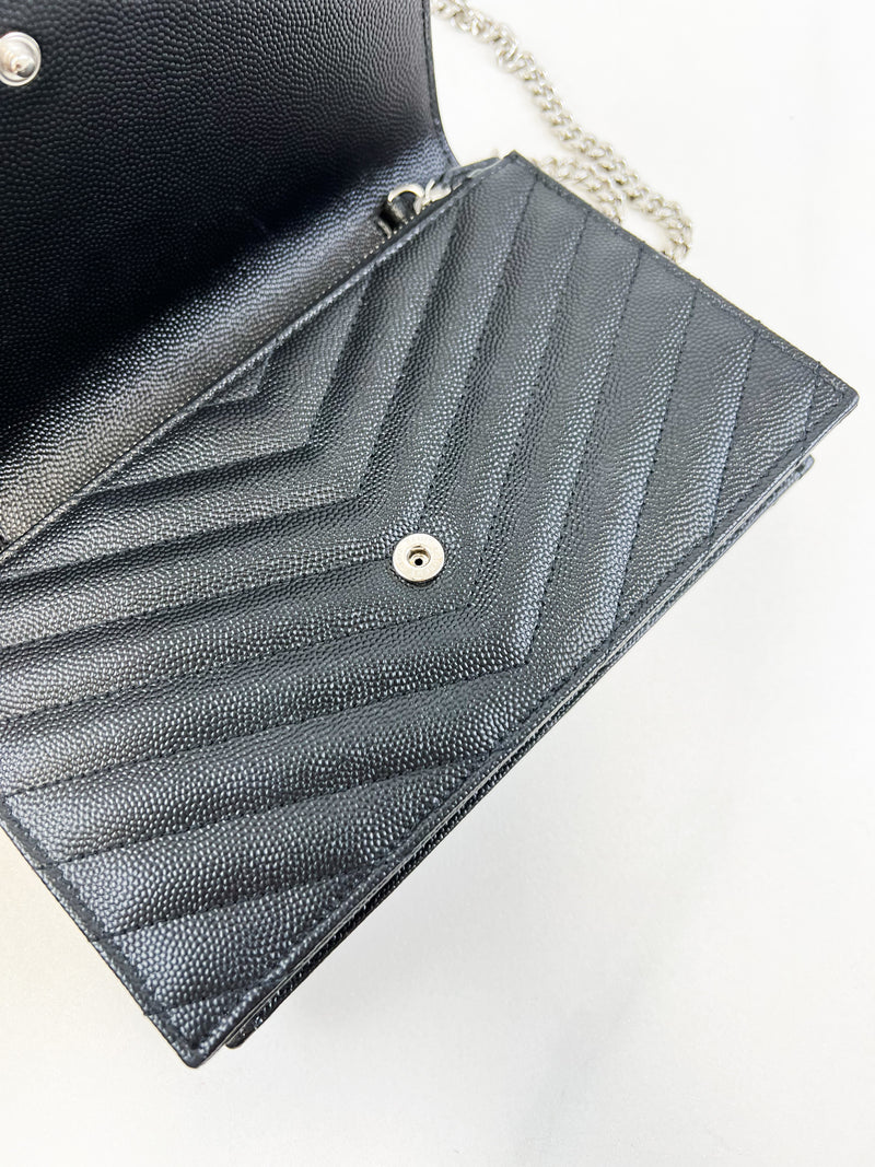 Saint Laurent Black Cassandre Envelope WOC SHW