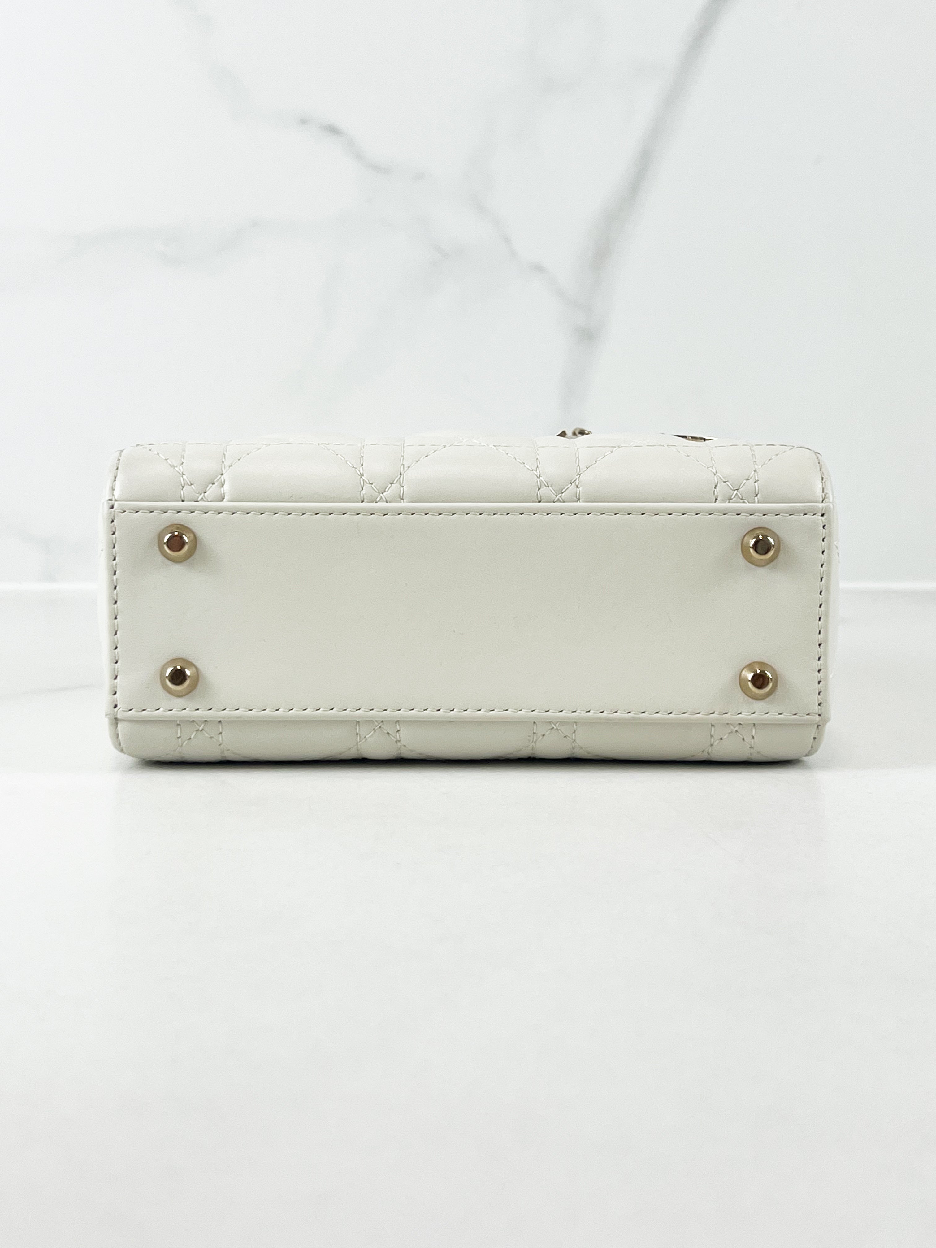 Christian Dior Mini Lady Dior Cannage Leather in White