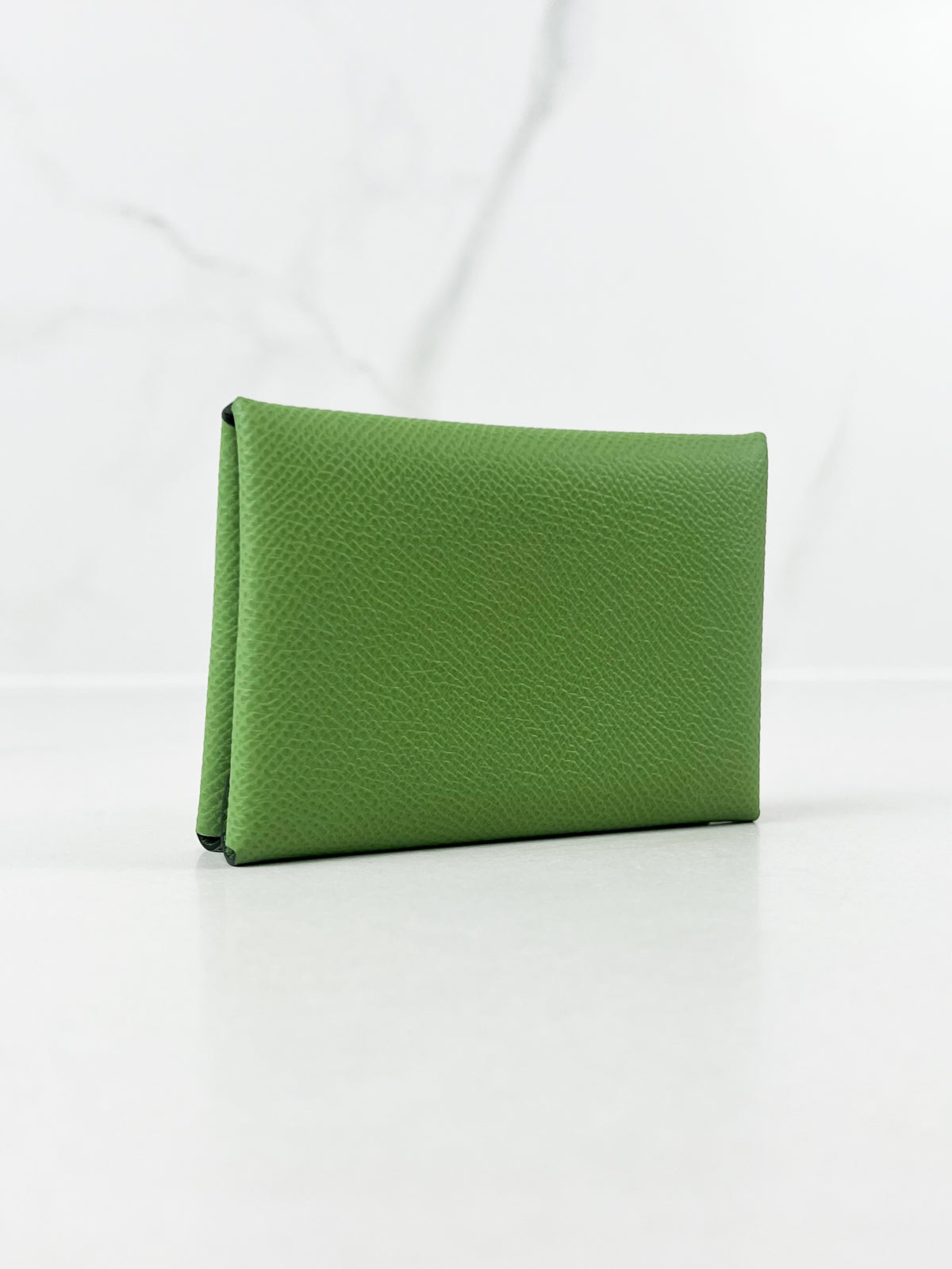 Hermes Calvi Duo Vert Daw Epsom Leather Card Case
