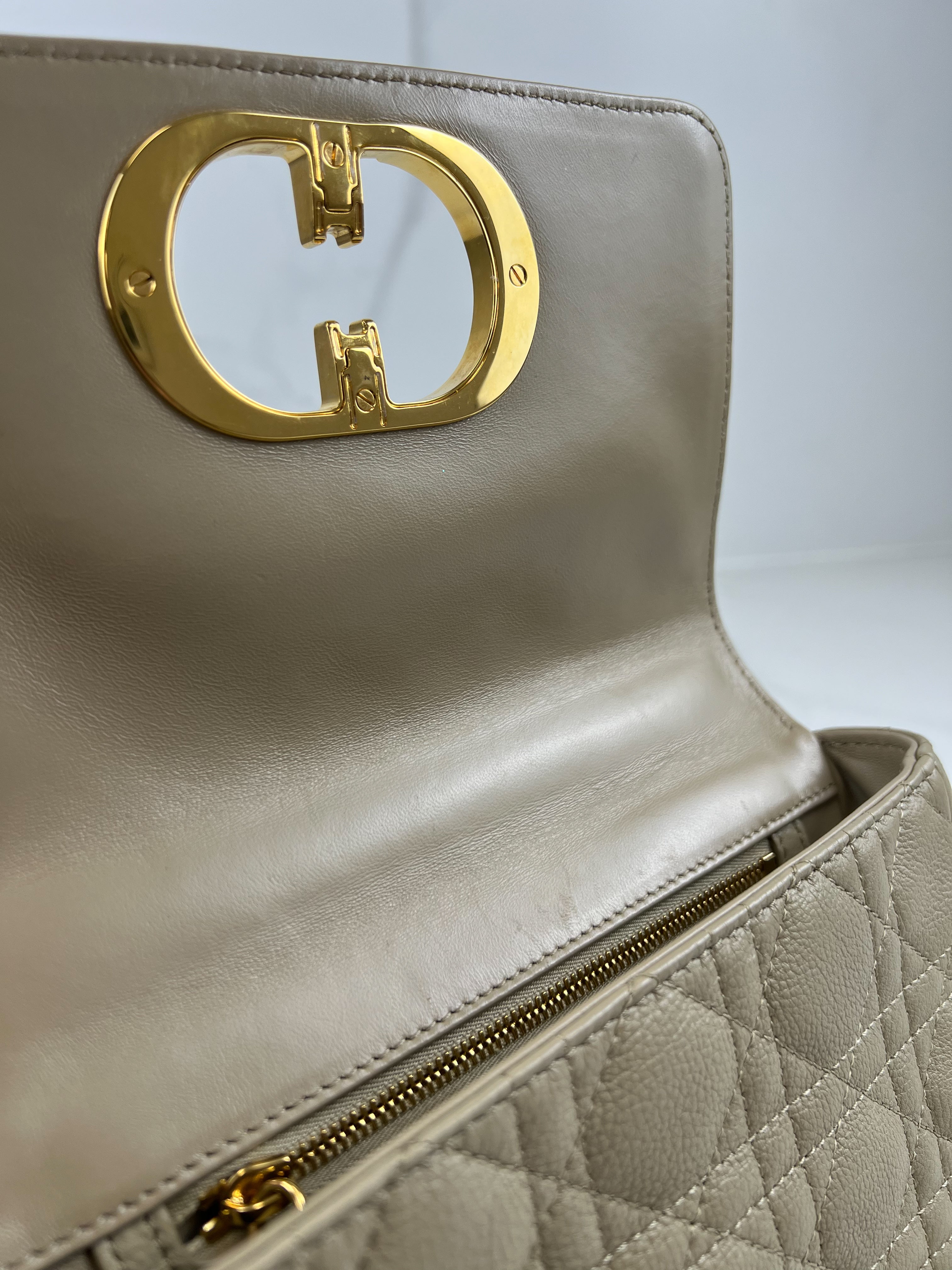 Christian Dior Medium Caro Bag in Beige with GHW
