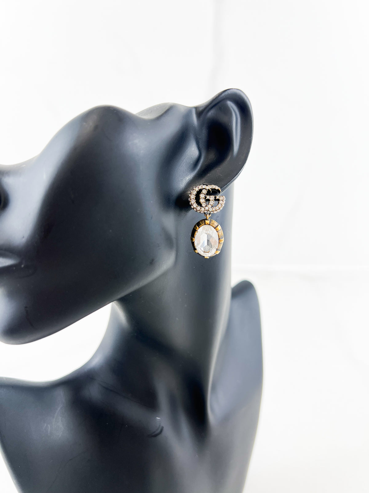 Gucci Crystal GG Marmont Drop Earring