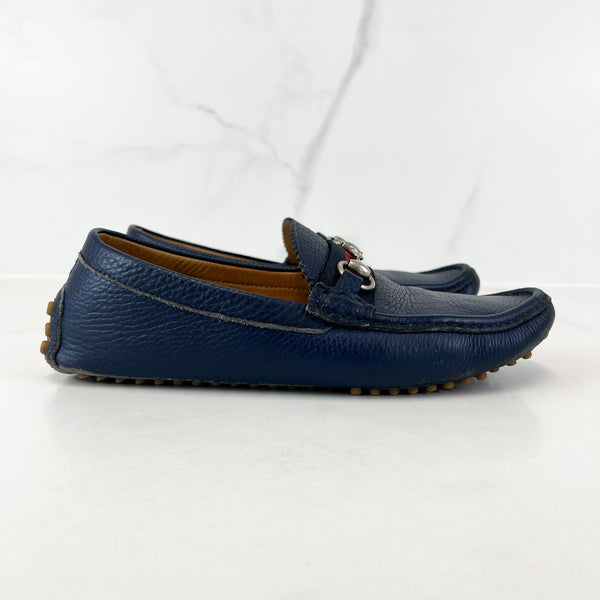 Gucci Navy Blue Leather Horsebit Loafer