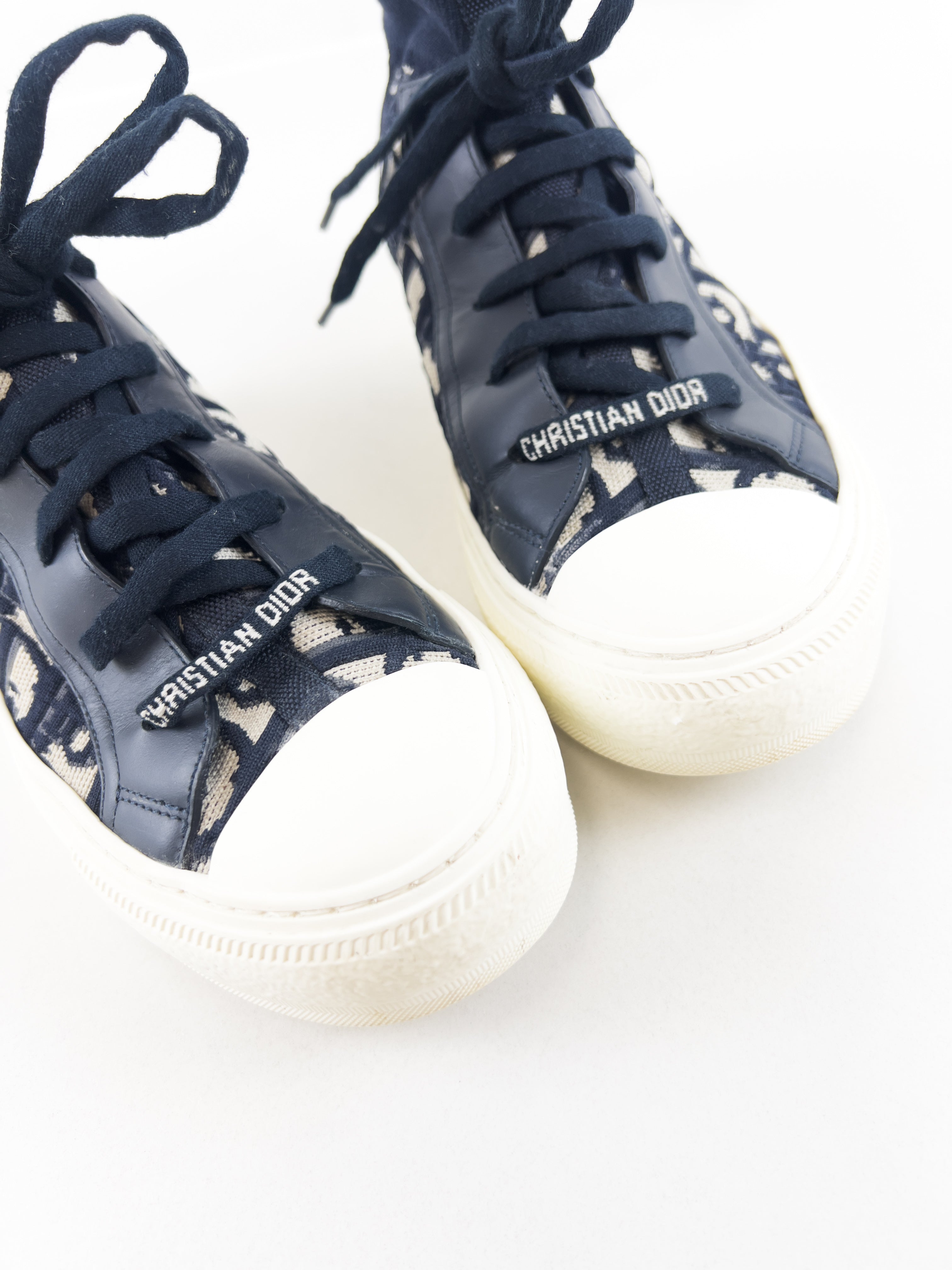 Christian Dior Walk'n'Dior Blue Oblique High-Top Sneaker Size 37