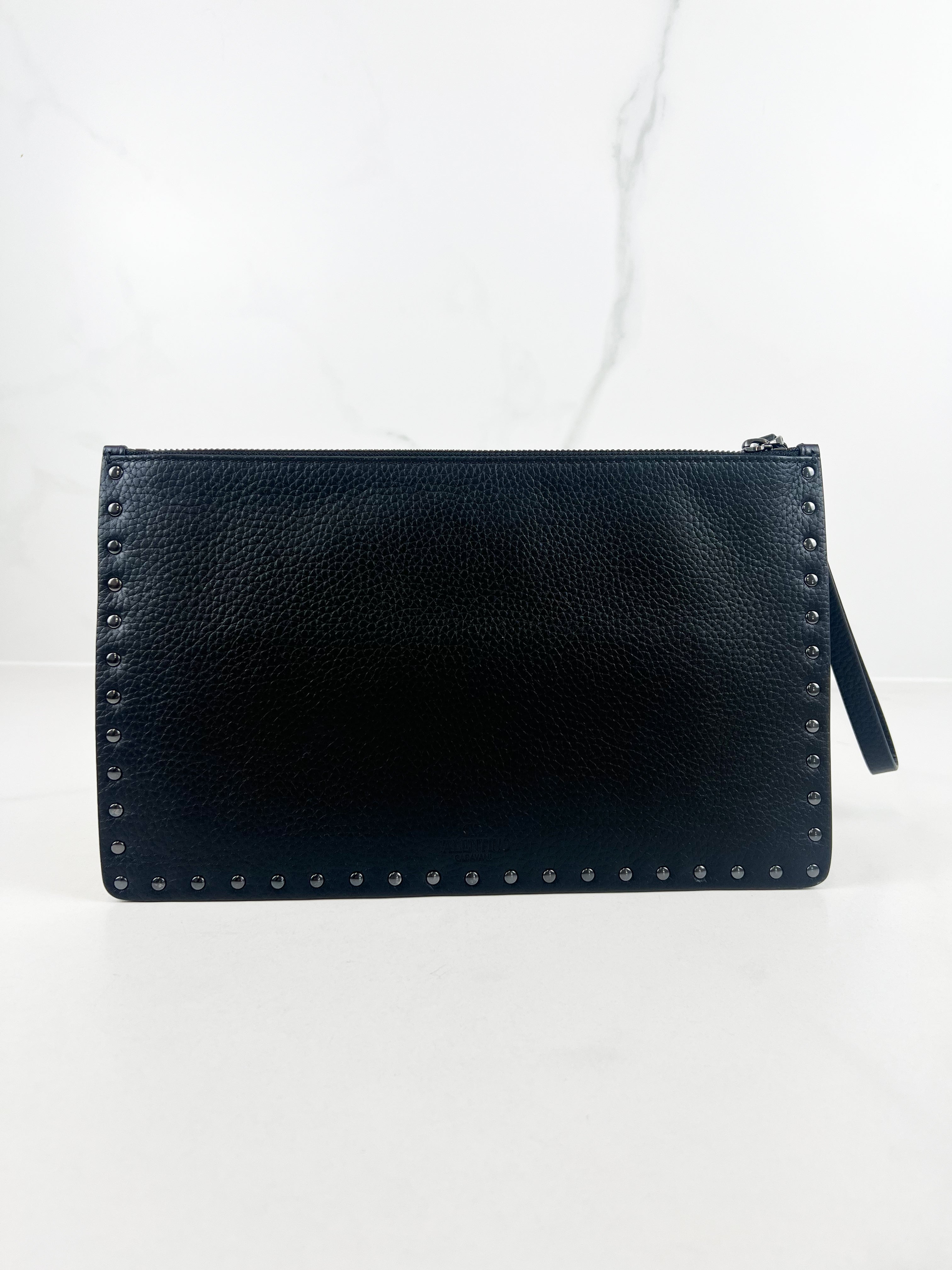 Valentino Garavani Rockstud Black Leather Clutch