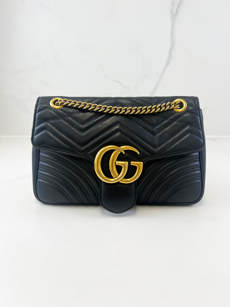 Gucci GG Marmont Matelasse Large Black Flap Shoulder Bag