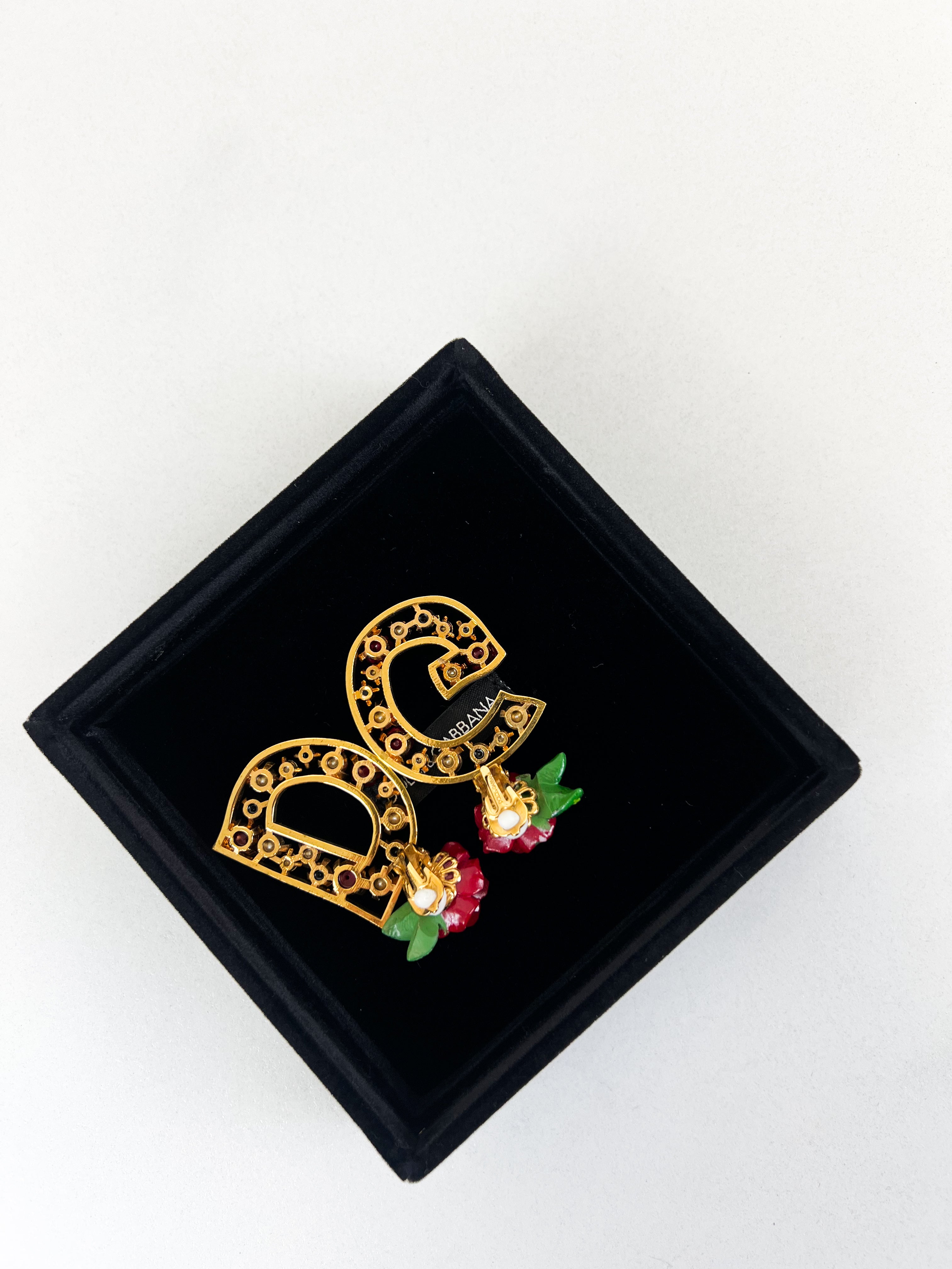 Dolce and Gabbana Flower Logo Clip Earrings