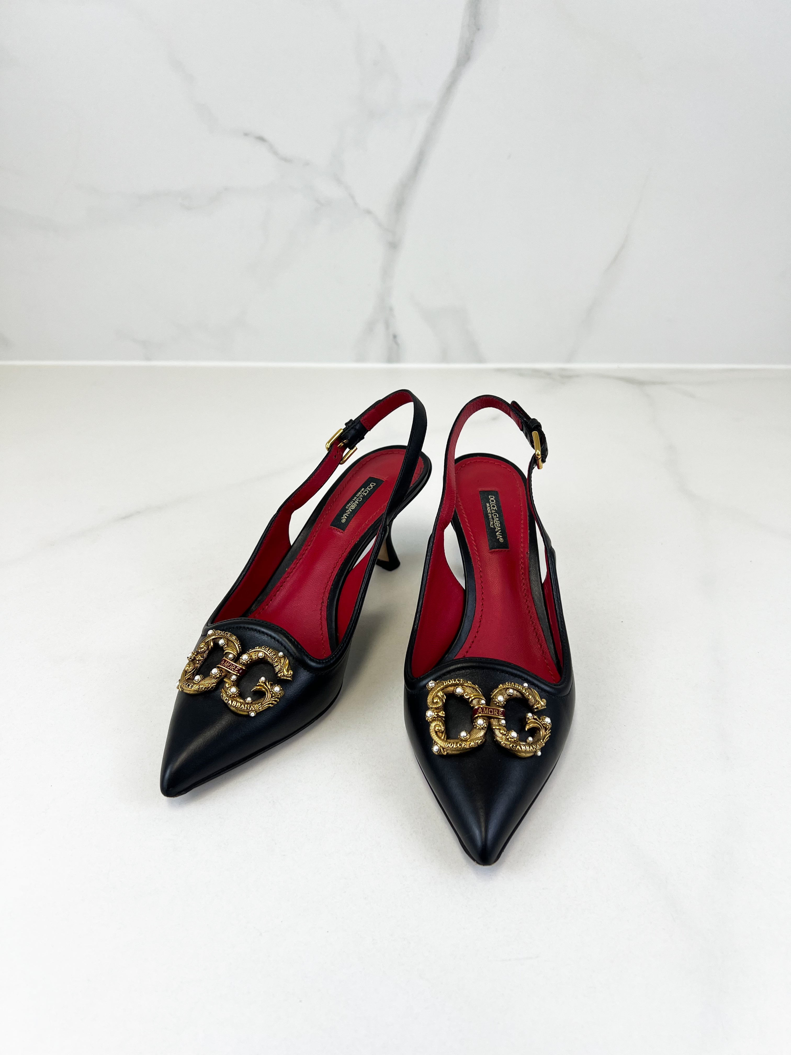 Dolce & Gabbana Black Slingback Pump 55mm Size 37