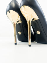 Versace Medusa Black Leather Pump Size 37