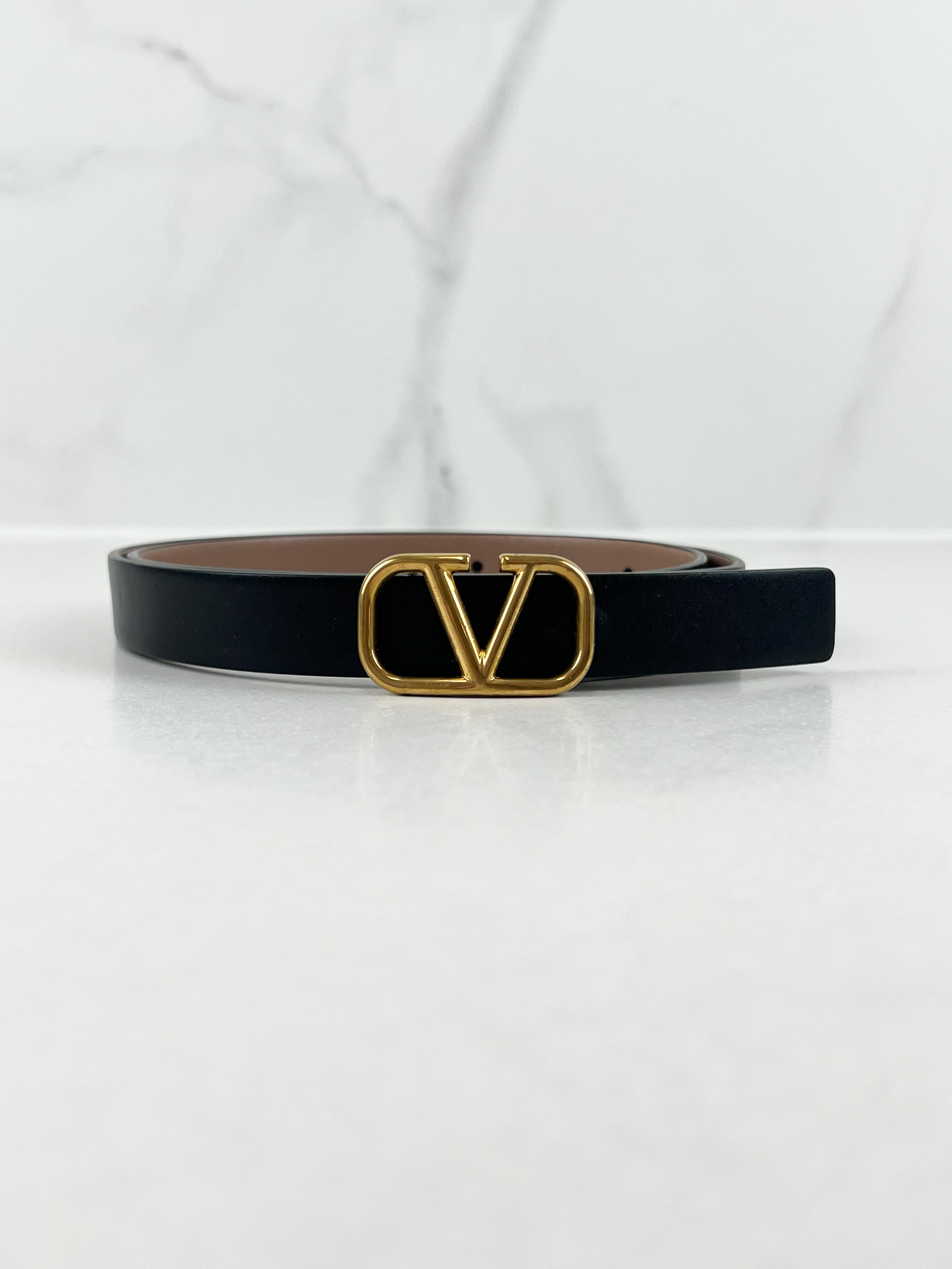 Valentino Reversible VLogo Belt in Calfskin Size 75