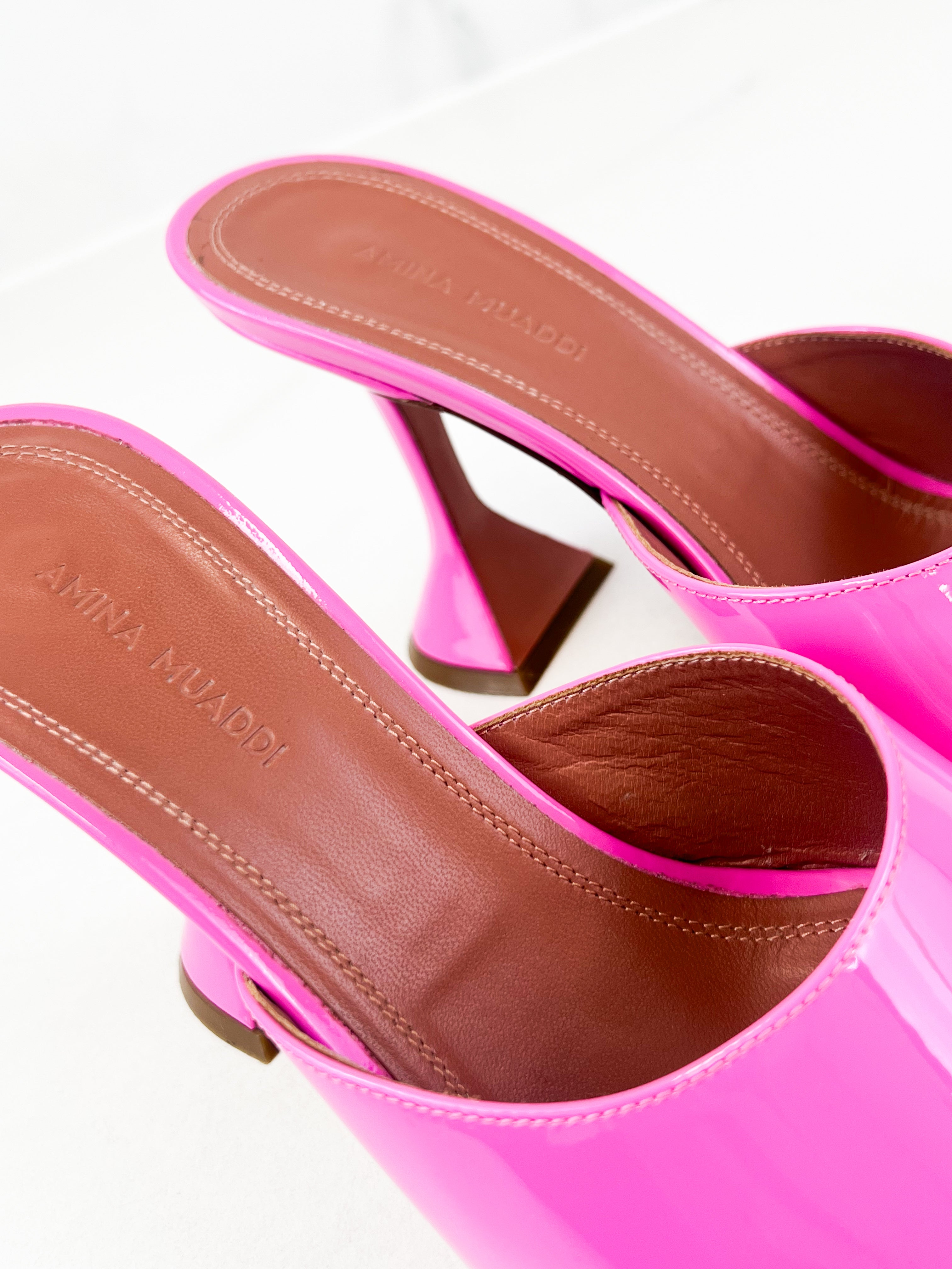 Amina Muaddi Lupita Patent Pink 95mm Size 37